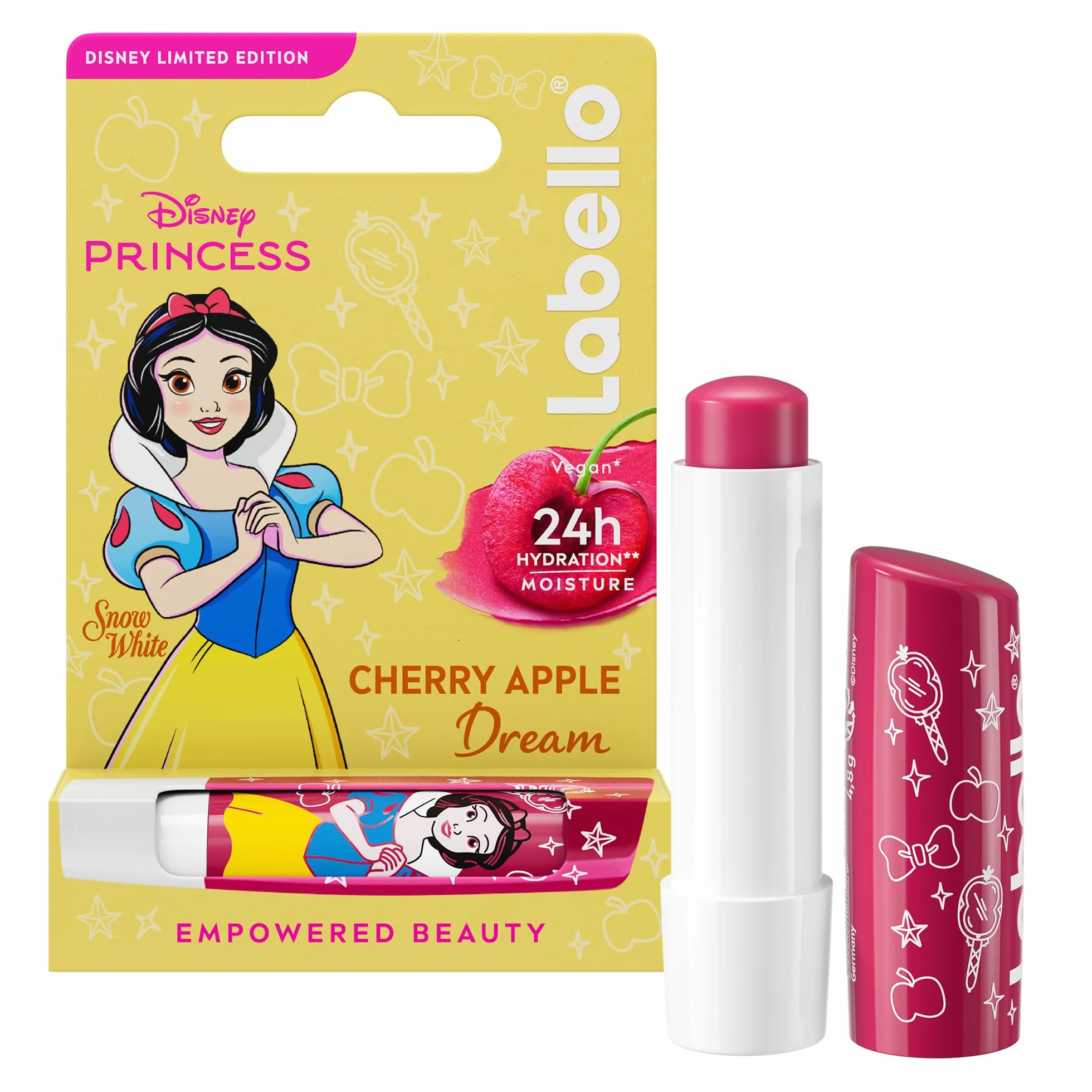 LABELLO Baume à lèvres Disney Princesse Blanche-Neige Cherry Apple Dream 4,8 g Stick hydratant parfumé cerise
