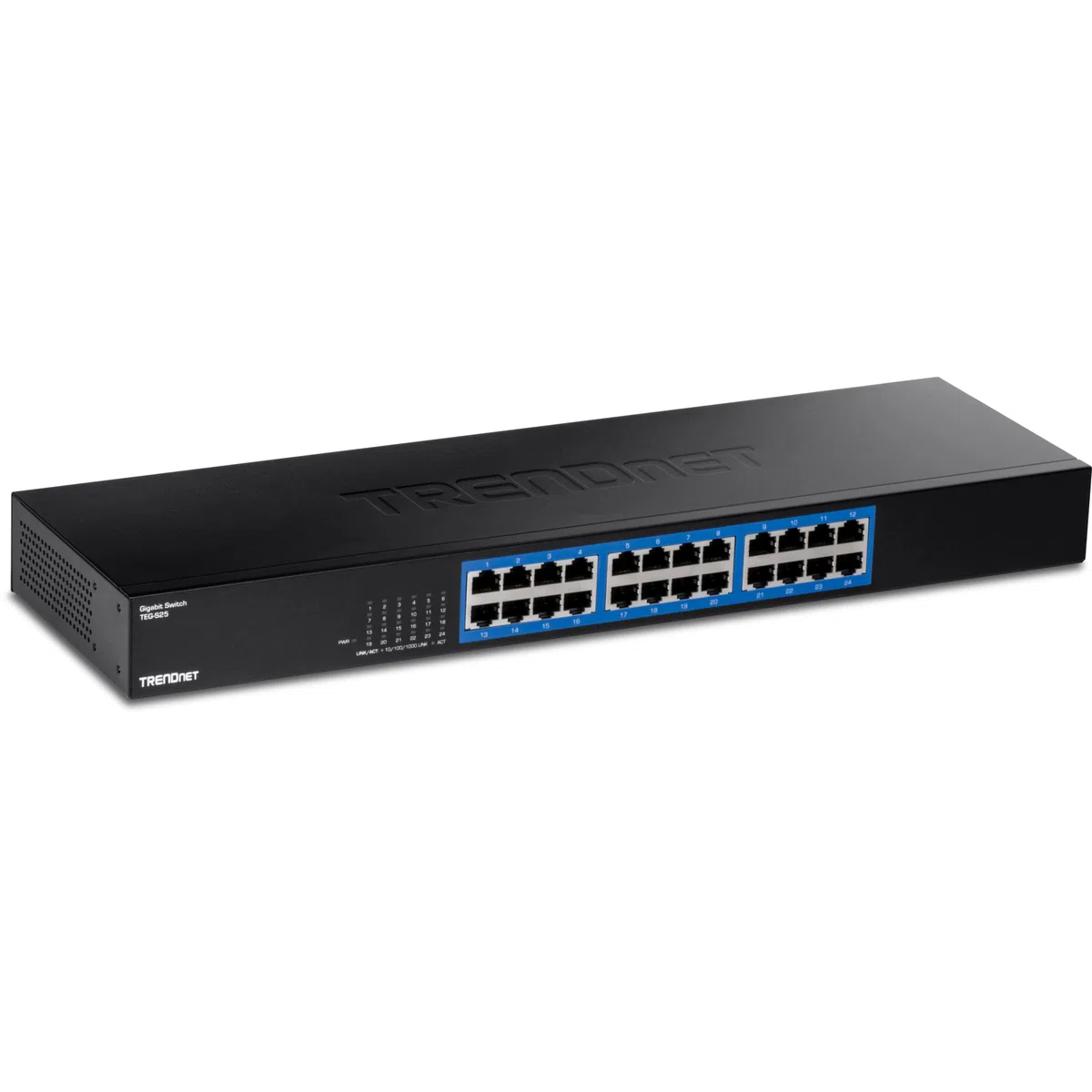 TRENDnet, TEG-S25, Commutateur Gigabit 24 Ports, 24 Ports Gigabit RJ-45, capacité de Commutation 48 Gbit/s, Conception sans Ventilateur, boîtier métallique, Alimentation Interne, Noir