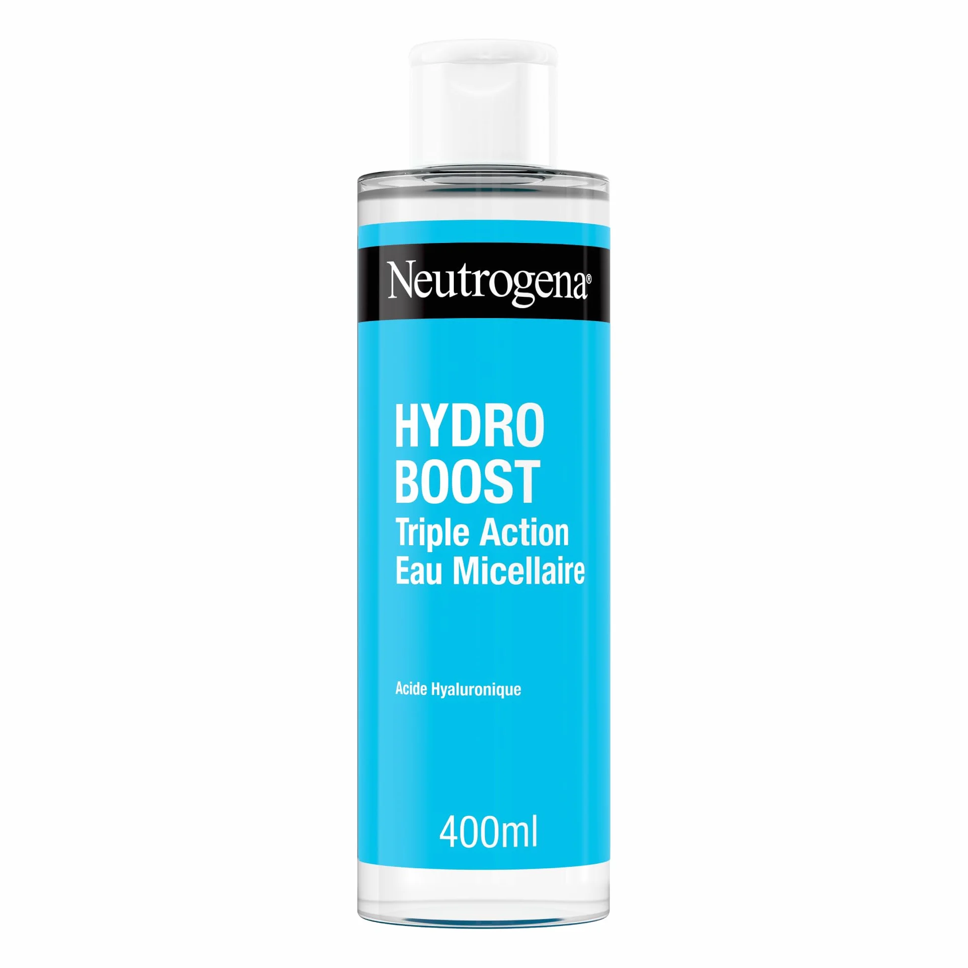 Neutrogena Eau Micellaire Triple Action Hydro Boost 400 ml Nettoyant Visage Acide Hyaluronique Démaquillant Hydratation