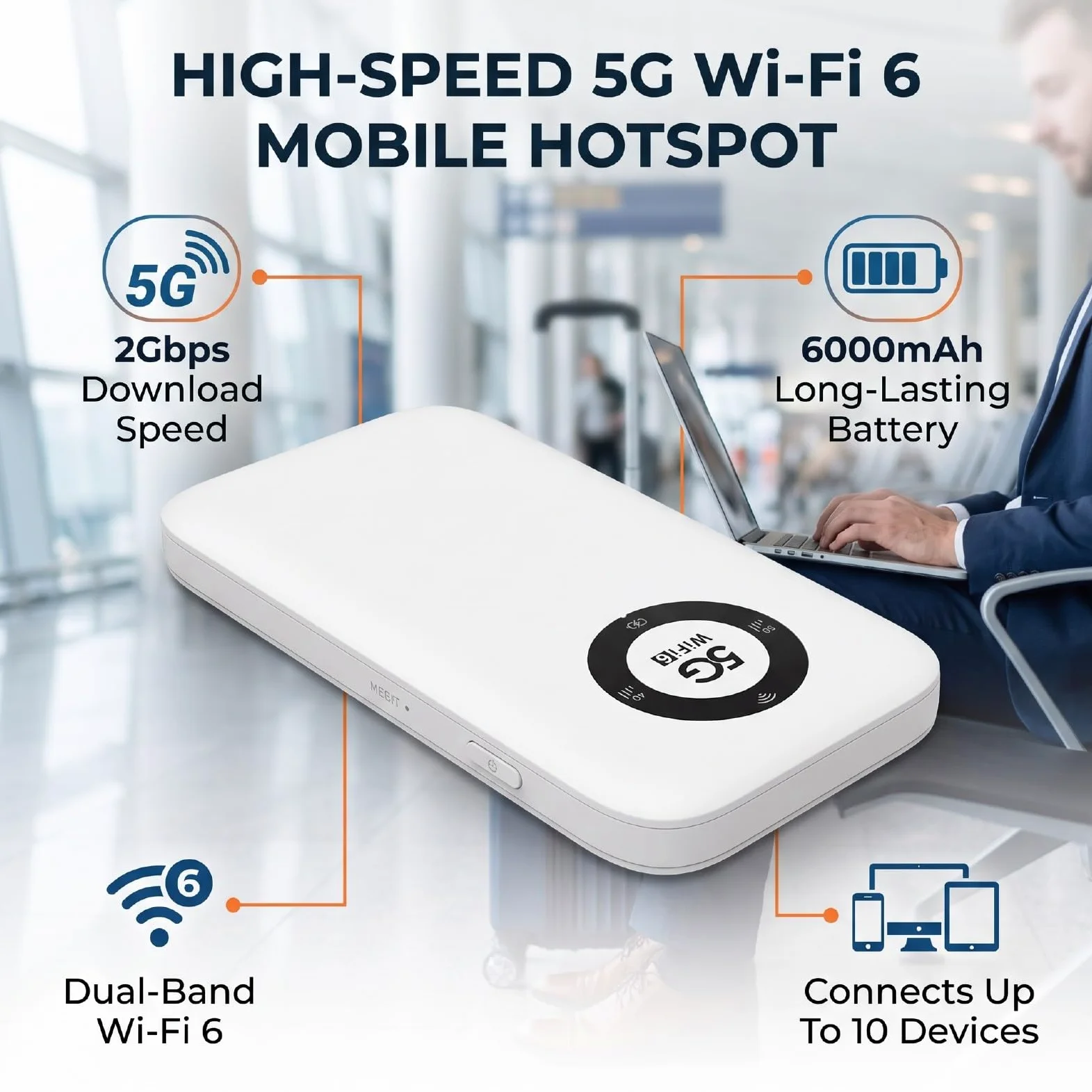 Point d'accès Mobile 5G avec Batterie de 6 000 MAh