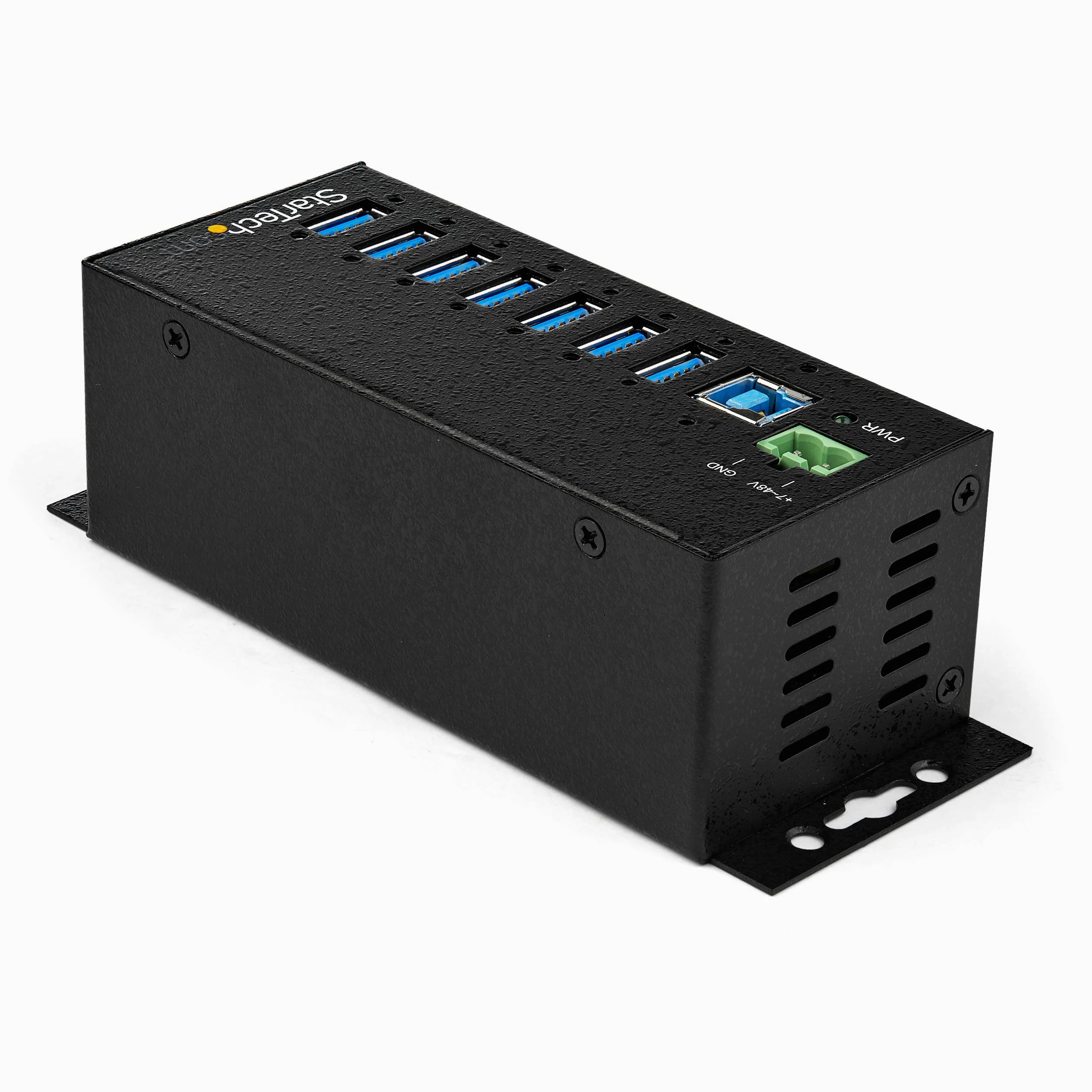 StarTech Hub Industriel USB 3.0 7 Ports 5Gbps, ESD Surtension (HB30A7AME) | Alimentation externe, Protection 350W, Metal, Montage rail DIN, Dock