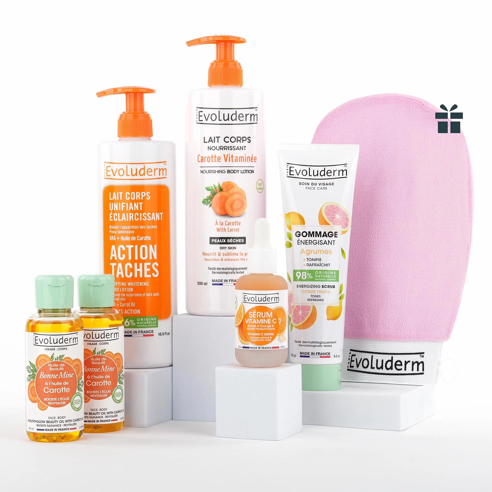 EVOLUDERM Routine Éclat 6 produits Visage & Corps Fabrication Française