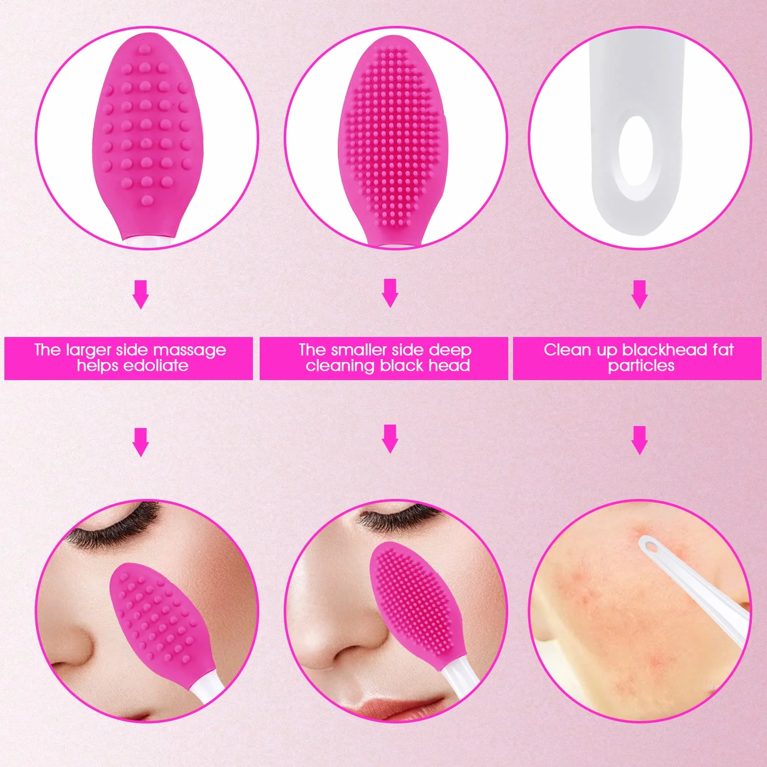 Lusofie Brosse à Lèvres Exfoliante en Silicone Double Face 12 Pièces
