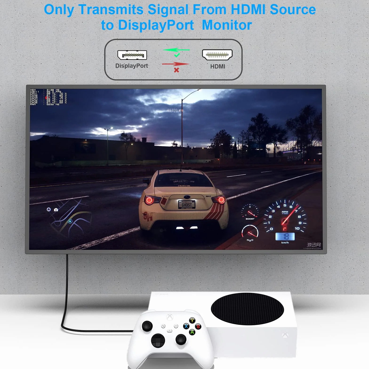 BENFEI Câble HDMI vers DisplayPort 4K@60Hz 2K@144Hz 1080P@165Hz 1.83M