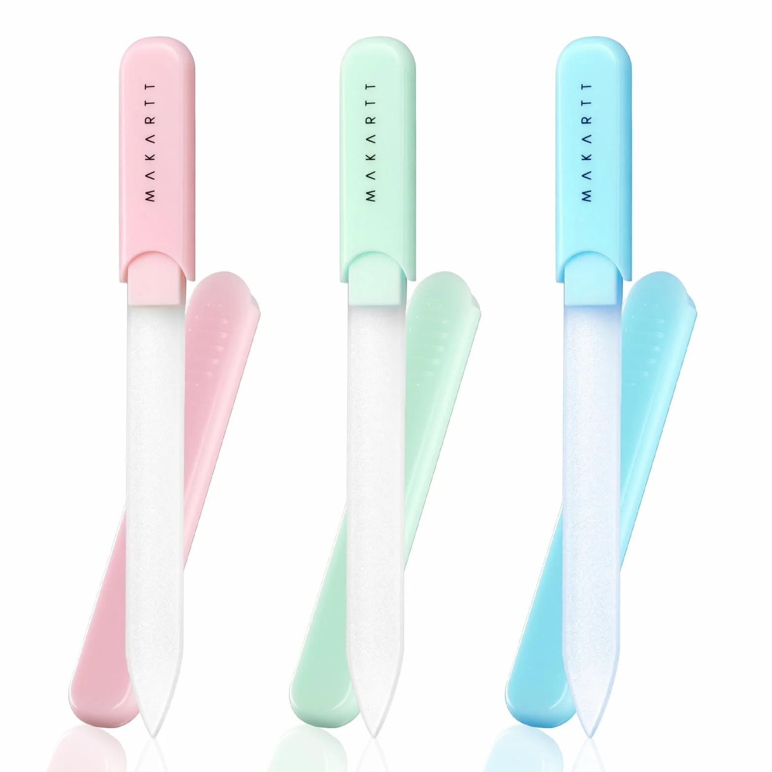 Makartt Limes à ongles en verre pour ongles naturels, polissoirs réutilisables double face avec étui, coffret manucure 3 pièces