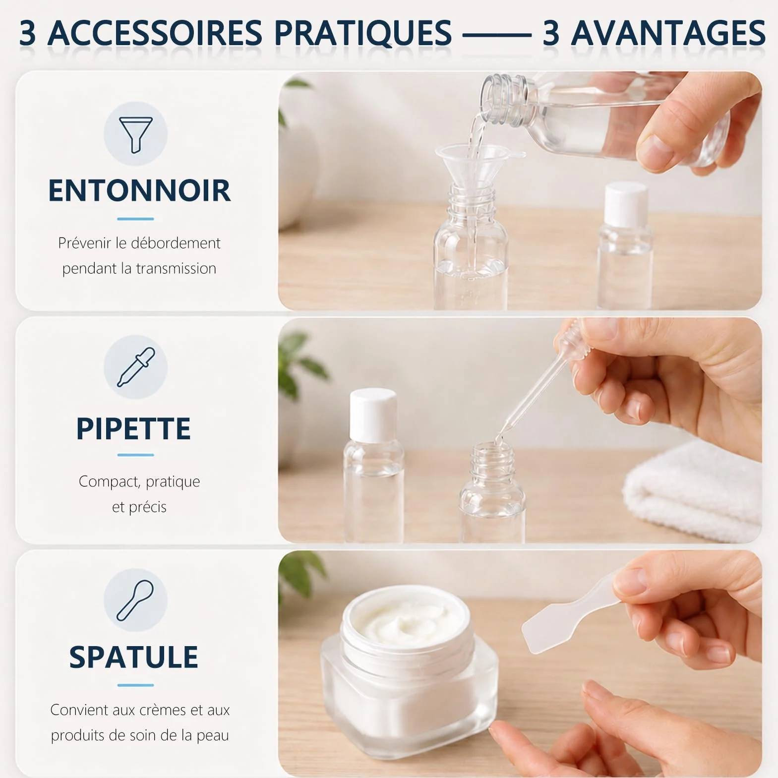 Ensemble Bouteilles de Voyage 9 Pièces, Contenant Liquide Cosmétique Portable, Réutilisable pour Parfum Lotion Shampoing