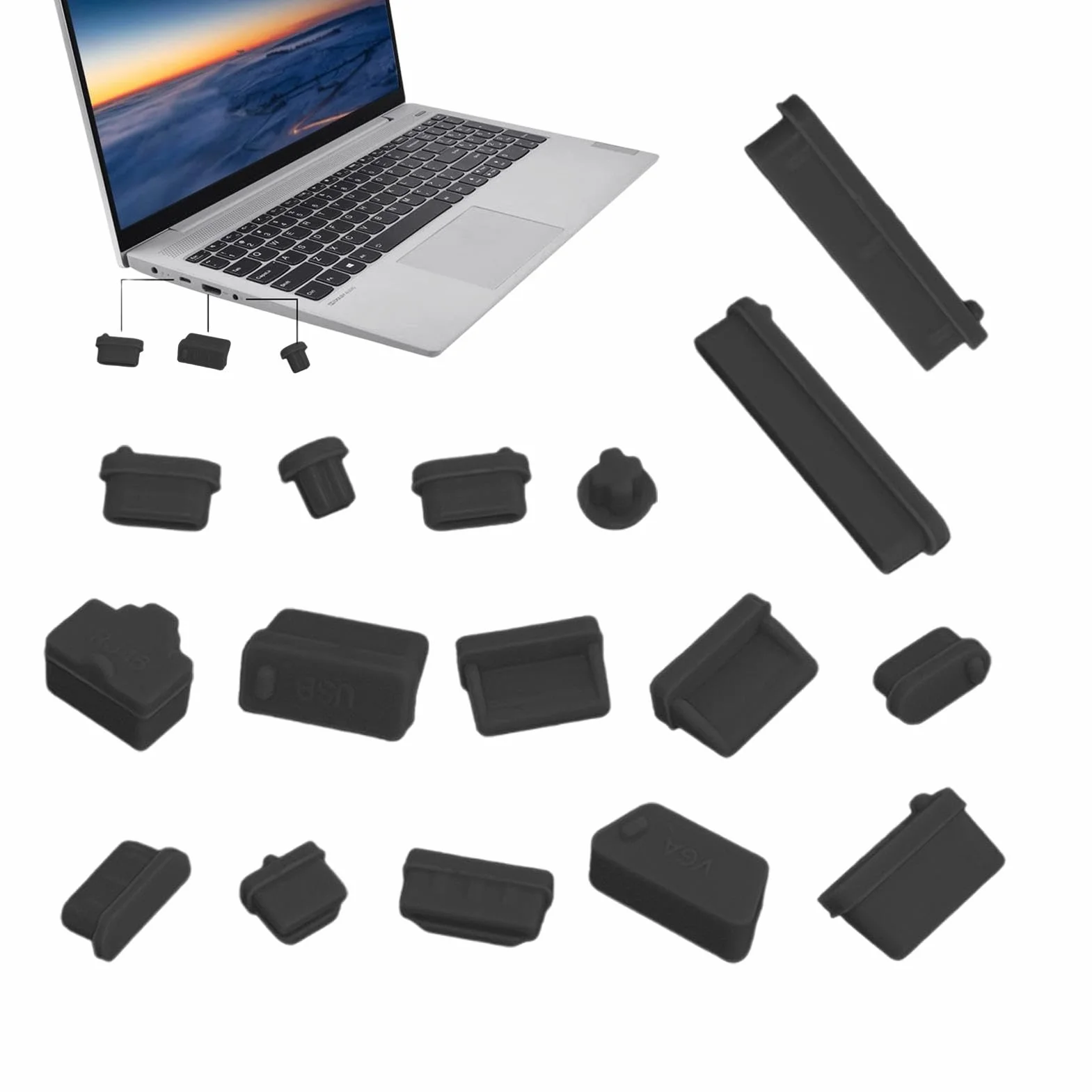 Bouchons anti-poussière USB C 16 pièces pour PC port