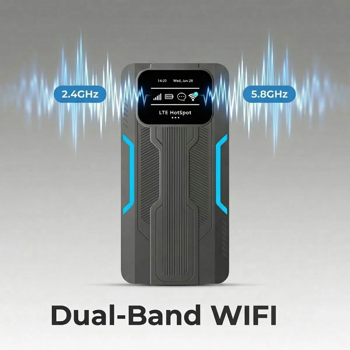 Routeur WiFi LTE Portable, Point d'accès Mobile ABS Double Bande 4G 300 Mbps 10 000 MAh avec écran HD, Charge Inversée pour Les Voyages, Les Voitures, Les Bureaux, Les Utilisateurs
