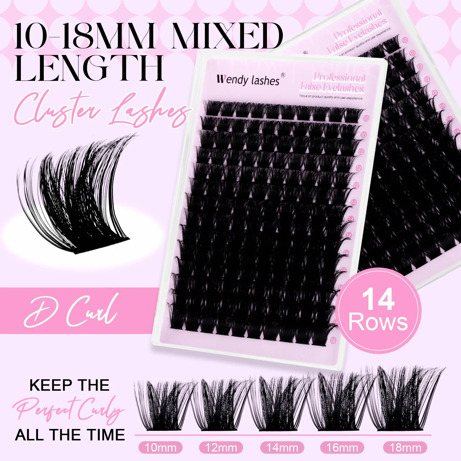 Faux Cils Individuel D Curl 200D Wispy Cils Naturels 10-18mm Réutilisables Cluster Lashes Extensions Cils DIY