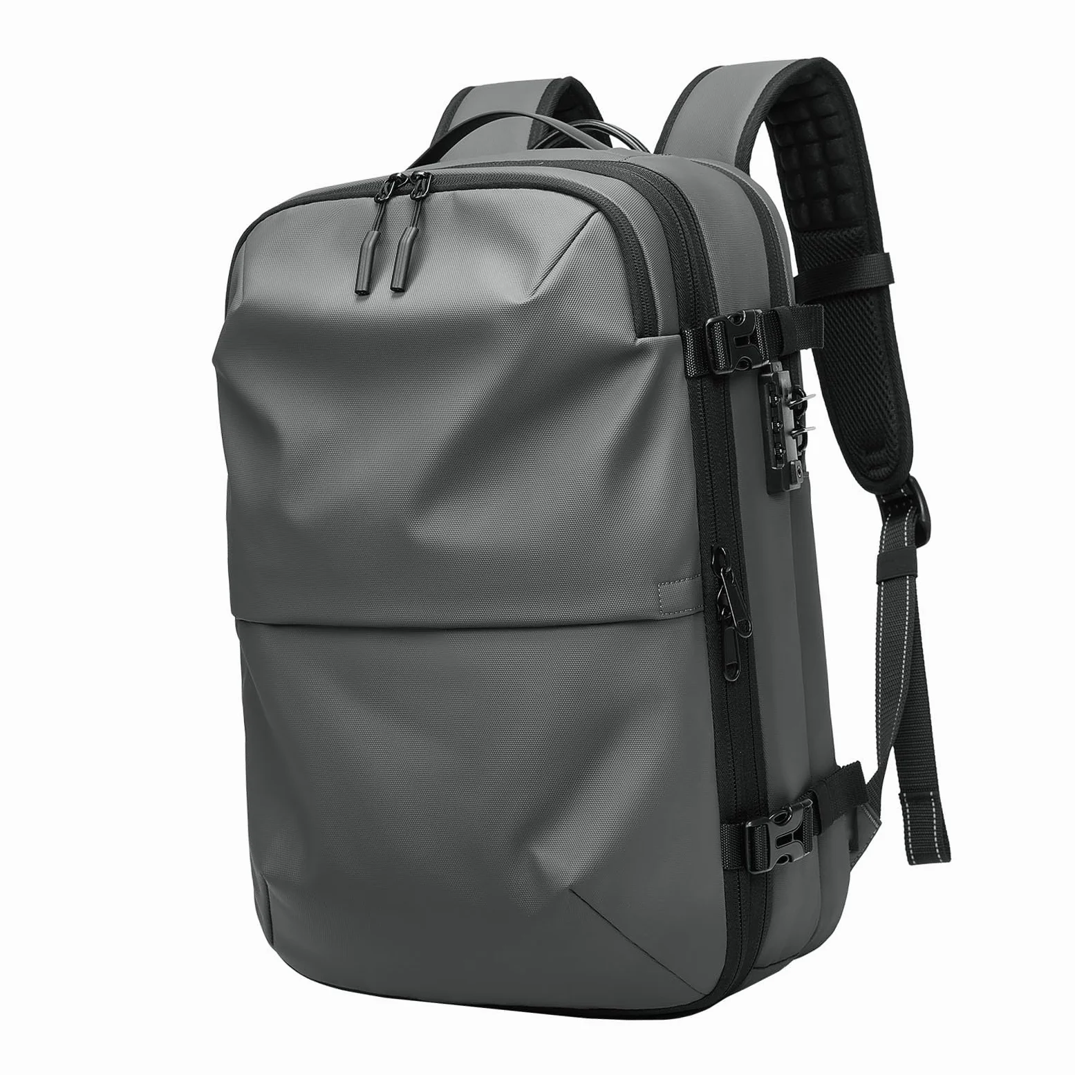 Sac à Dos de Voyage étanche et Extensible avec Airbag et Compartiment à Chaussures pour Ordinateur Portable 17 Pouces (gris foncé)