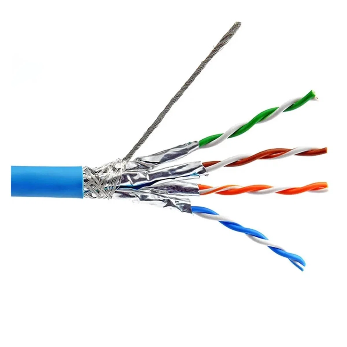 Câble Ethernet LAN Cat 6A Installation RJ45 S/FTP Double Blindage cuivre Massif 23AWG 0.57mm LSZH 10G Fil réseau Internet Bleu (Size : 20M)