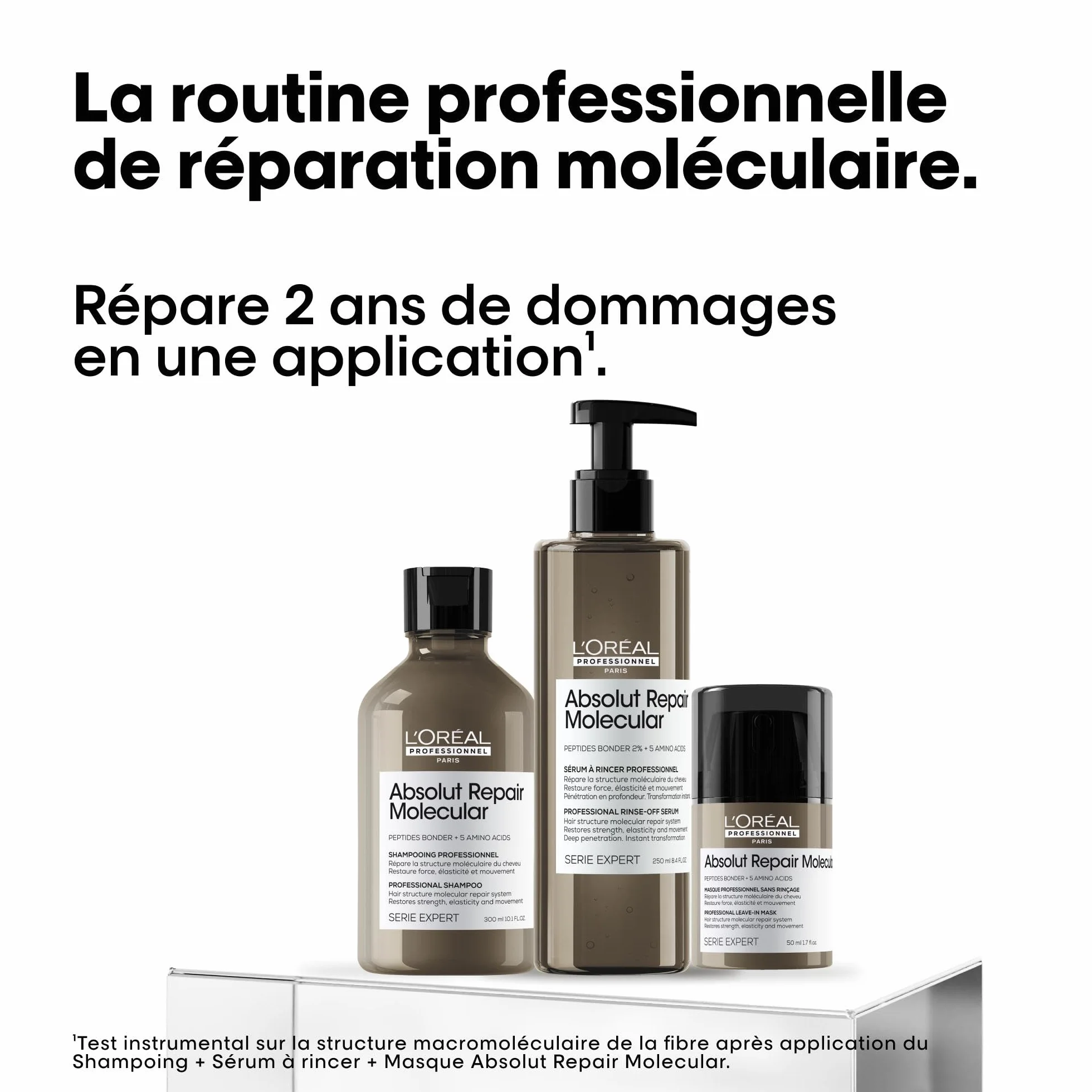 L'Oréal Professionnel Coffret Cadeau Absolut Repair Molecular Trio Shampoing Sérum Masque Édition Limitée Serie Expert