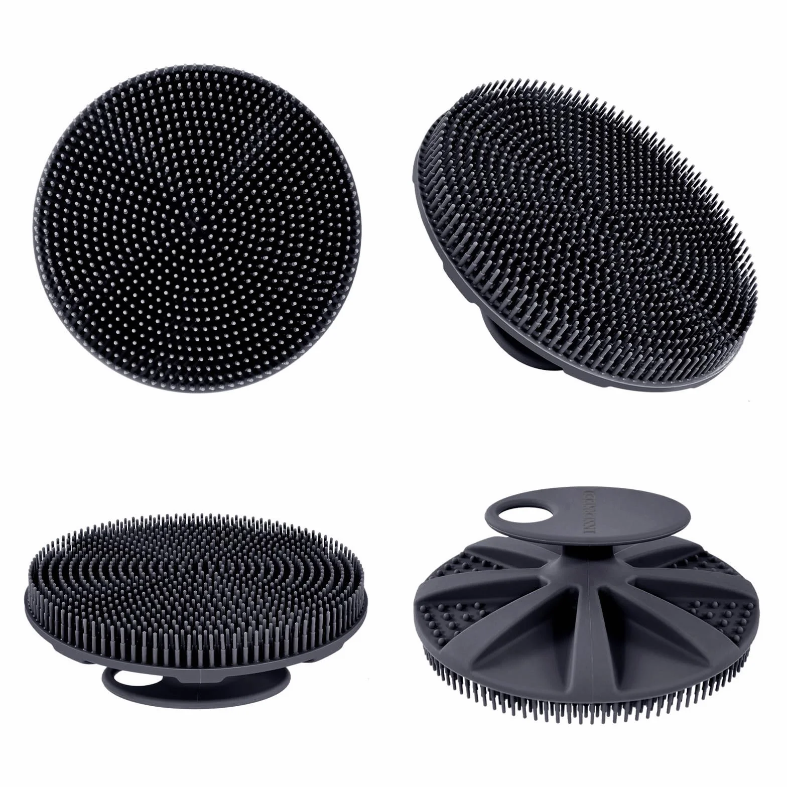 Brosse de douche en silicone souple de qualité alimentaire exfoliante douce et moussante noir