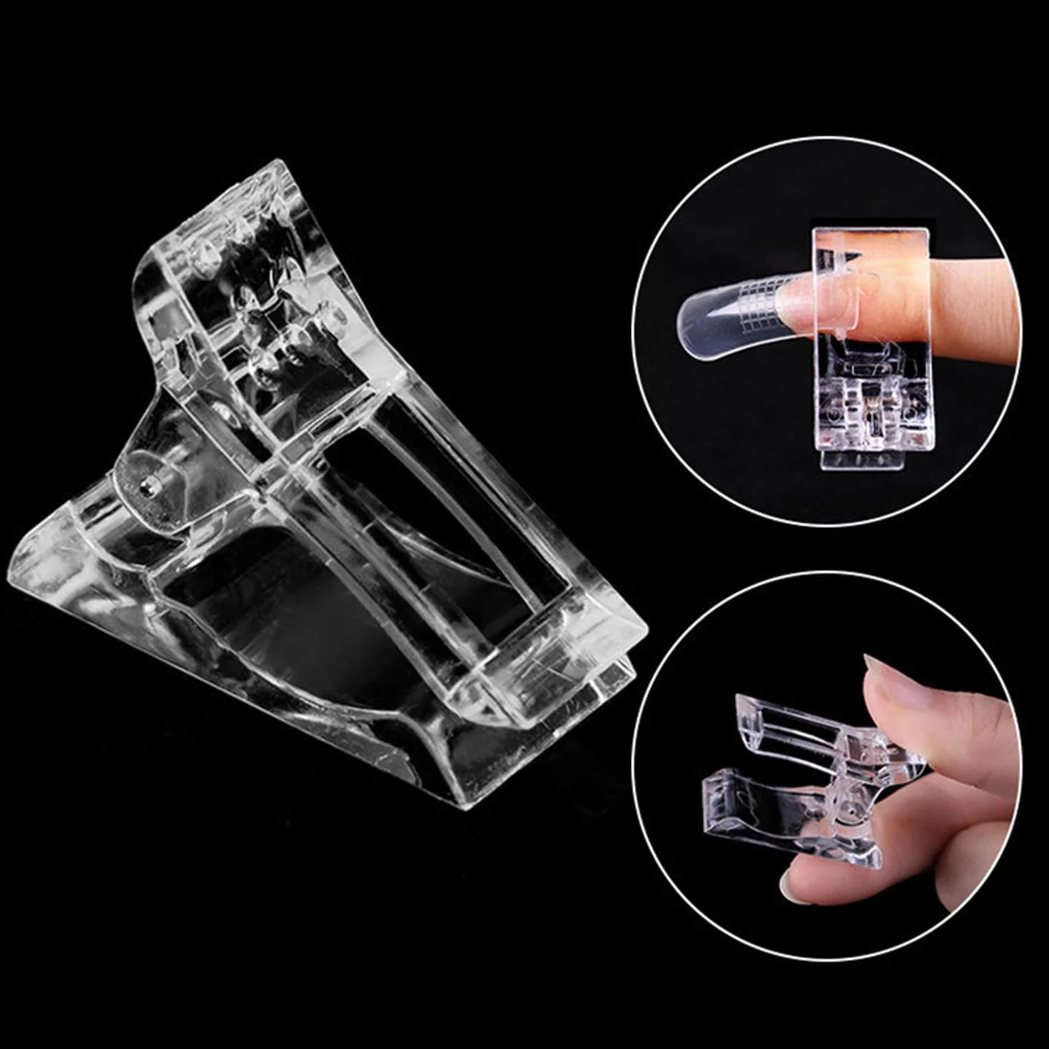 Pinces Ongles Transparentes en Gel, Clip à Ongles Cristal pour Extensions d'Ongles et Manucure (Blanc)