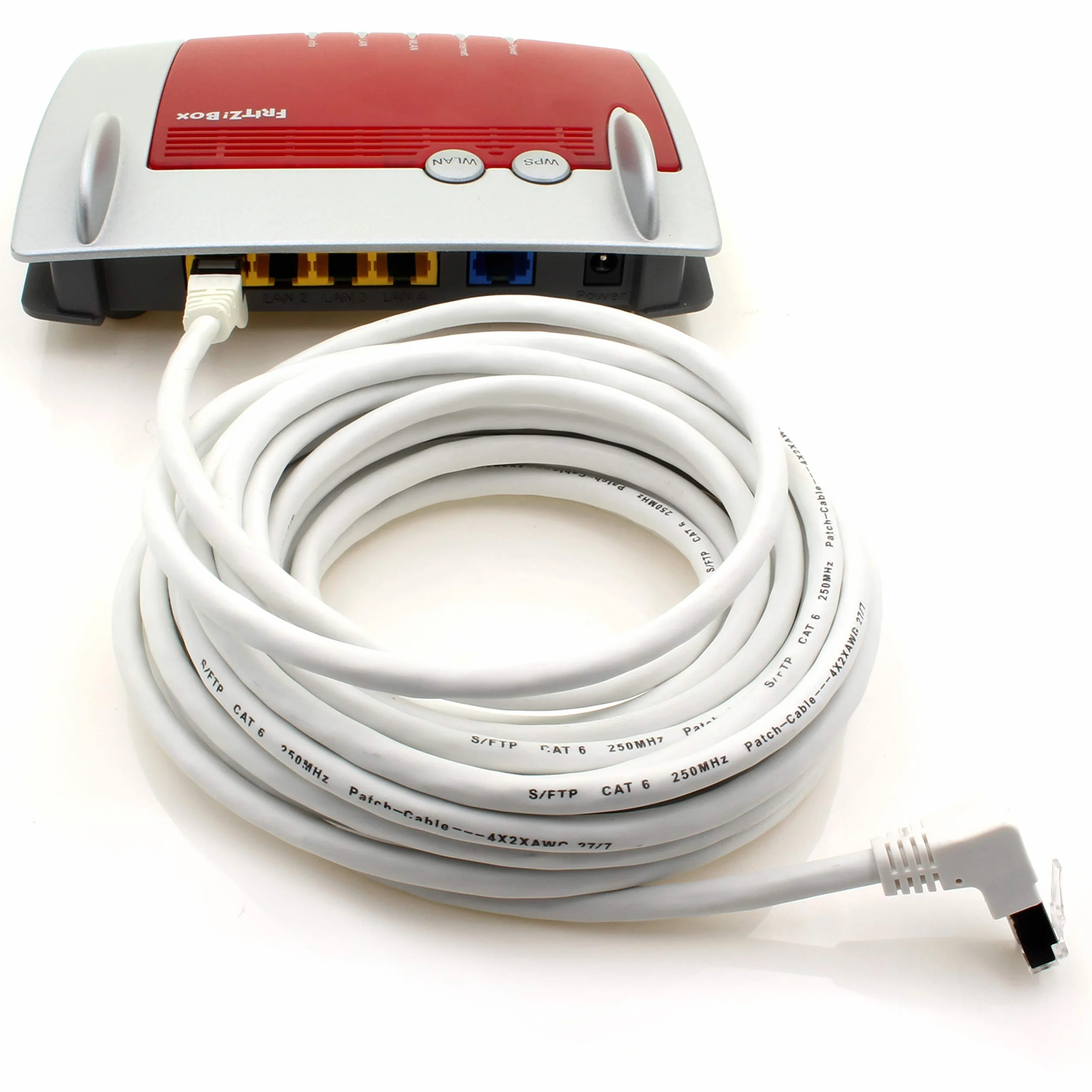 Câble réseau Cat.6 angle 90 degrés 1m blanc SFTP PIMF 1000Mbit/s RJ45