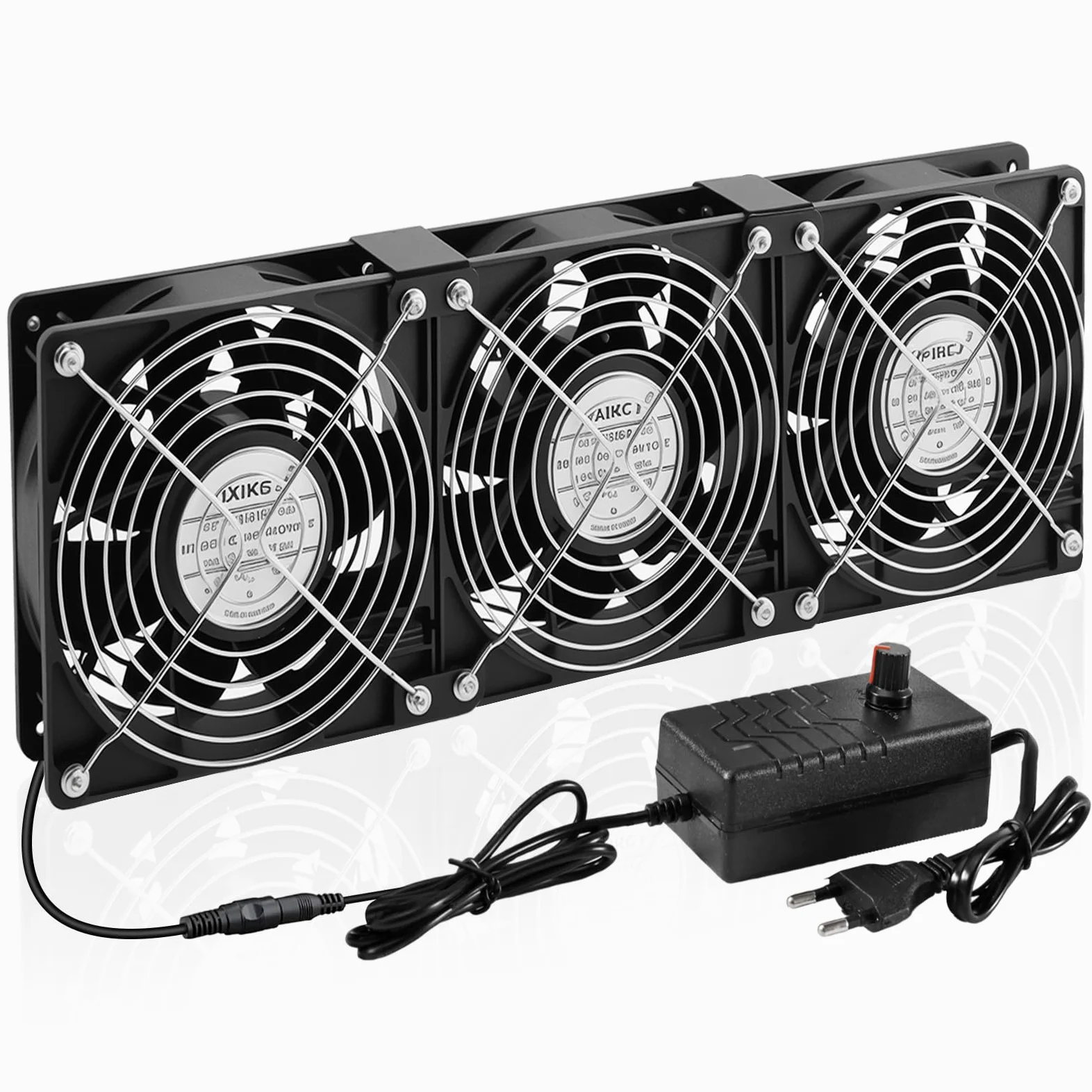 Joycabin Lot de 3 ventilateurs de 120 mm - Grand flux d'air - Avec régulateur de vitesse - 100 V-240 V CA - Double roulement à billes - 6000 tr/mi - Pour PC, serveur, armoire, serre