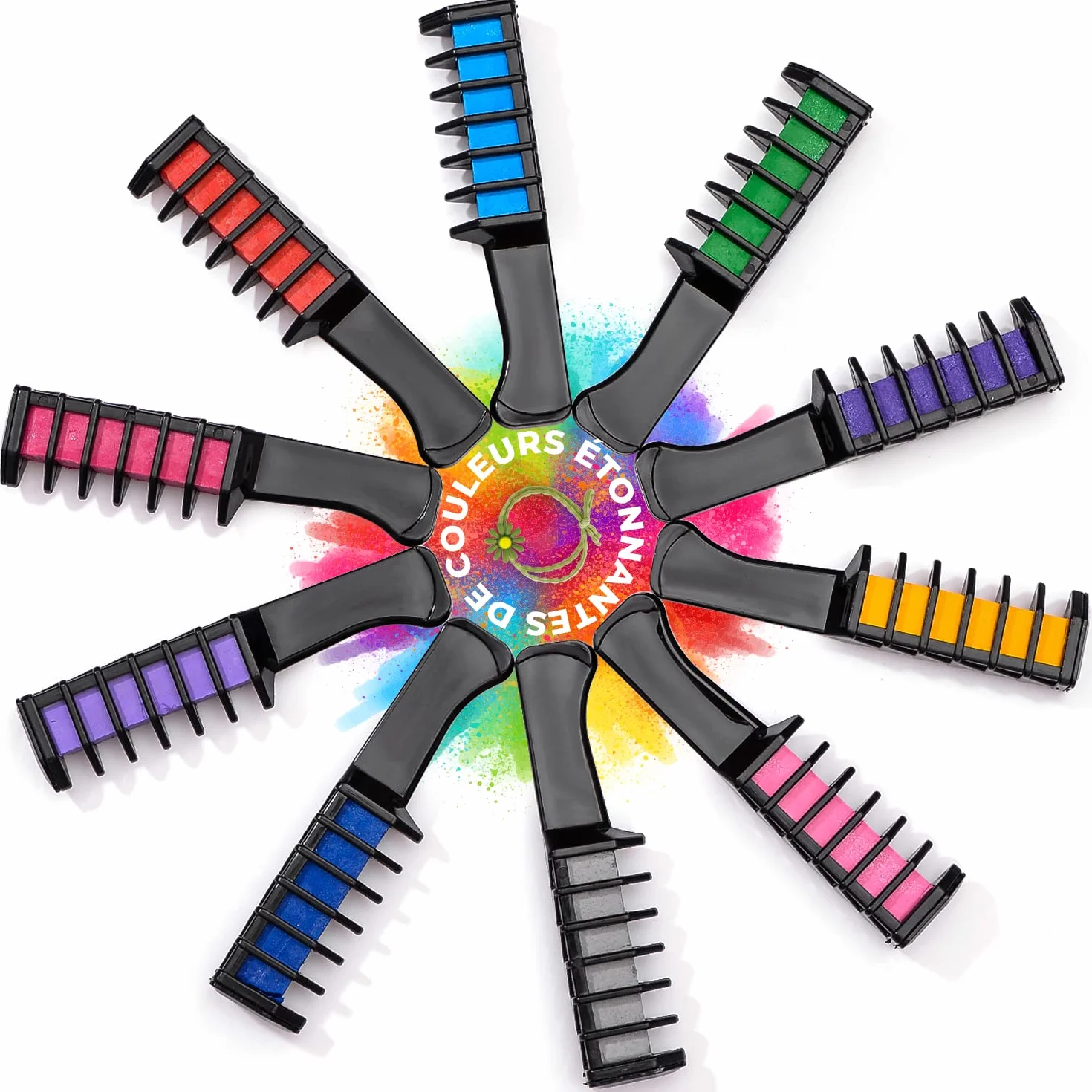 Magicat Peigne à Craie pour Cheveux Set - 10 Couleurs Lavables pour Enfants