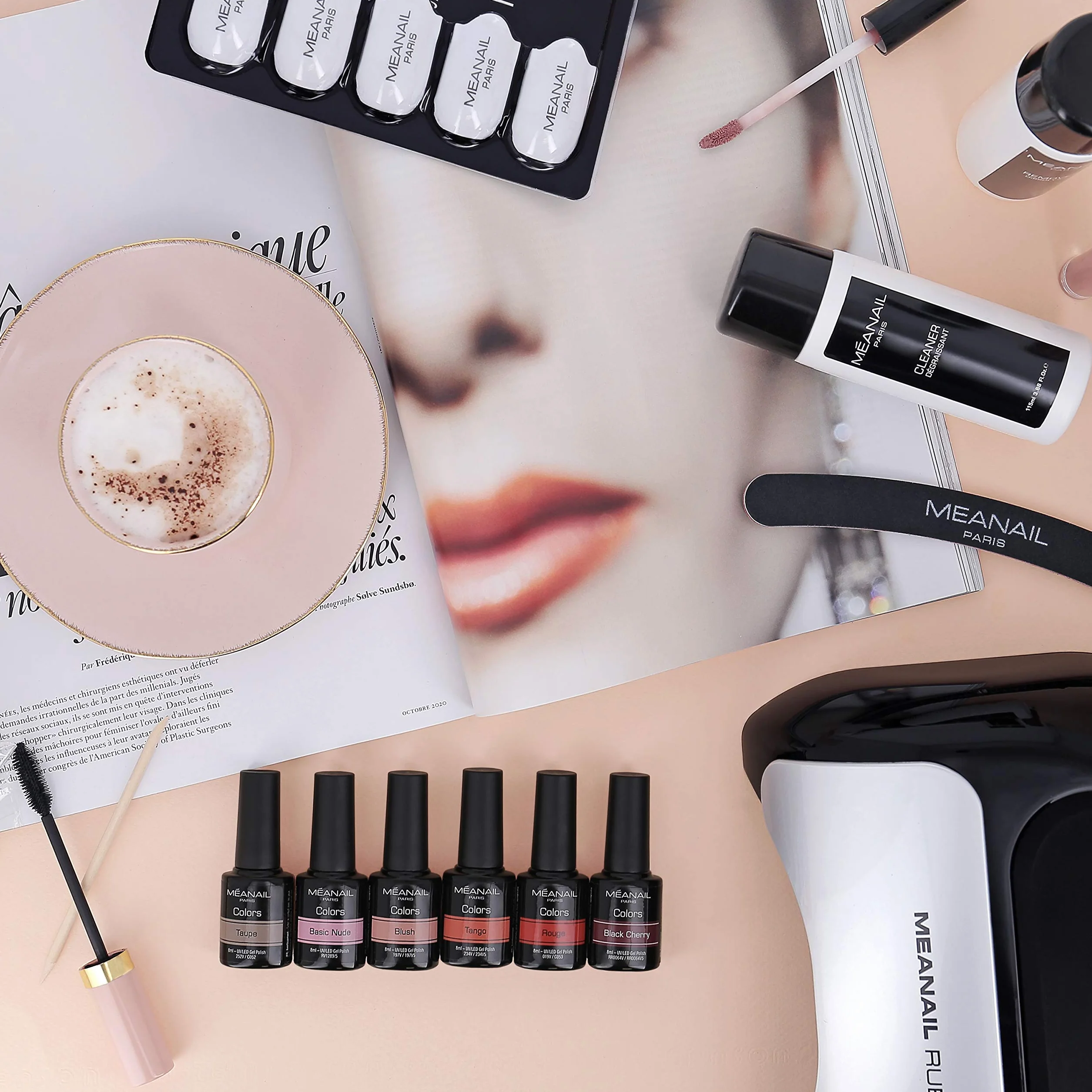 MEANAIL Paris Kit manucure complet Vernis semi permanent Lampe LED 6 Vernis à Ongles Coffret Ruby