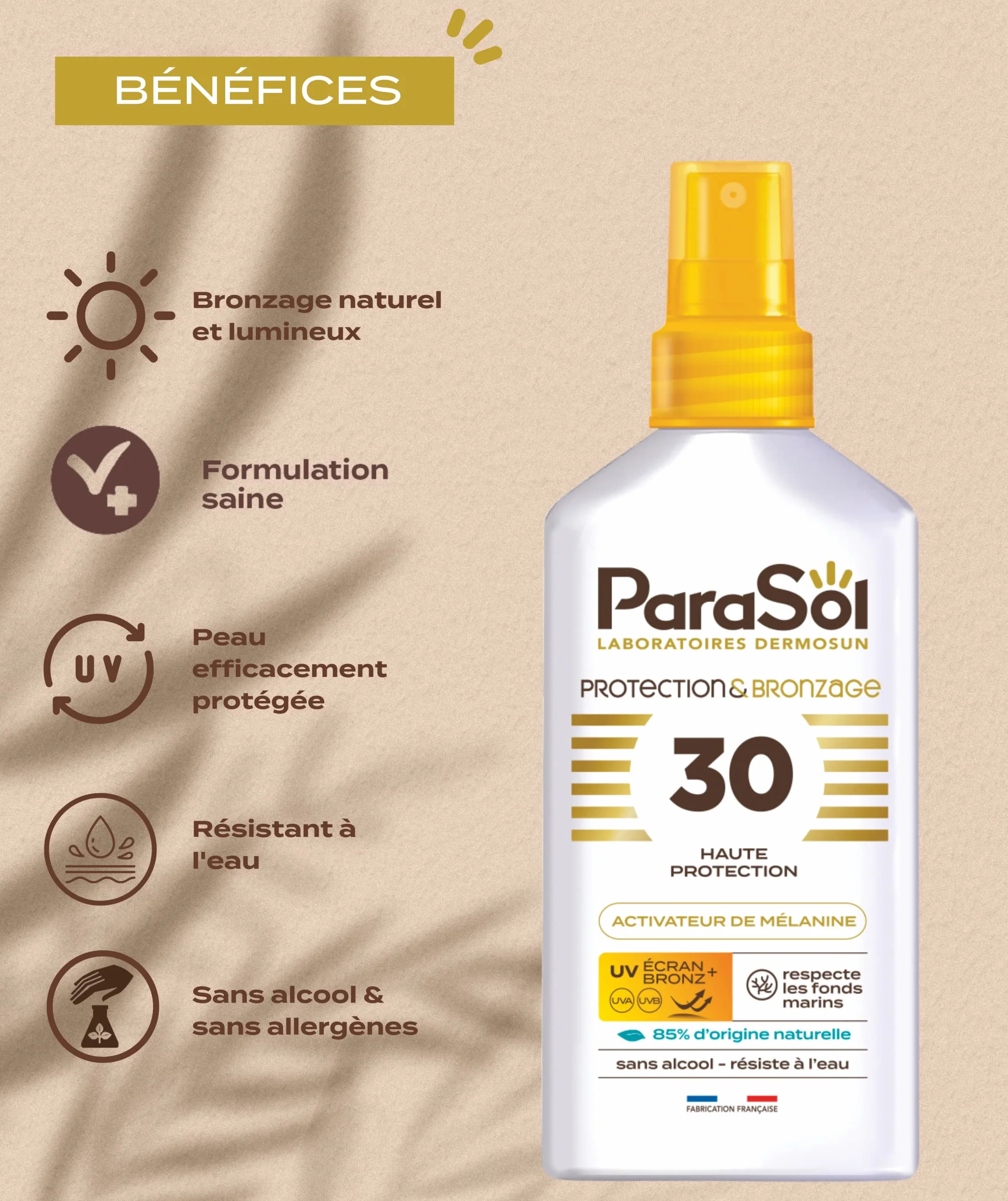 ParaSol Spray Bronzant Activateur de Mélanine 30 FPS Protection Bronzage