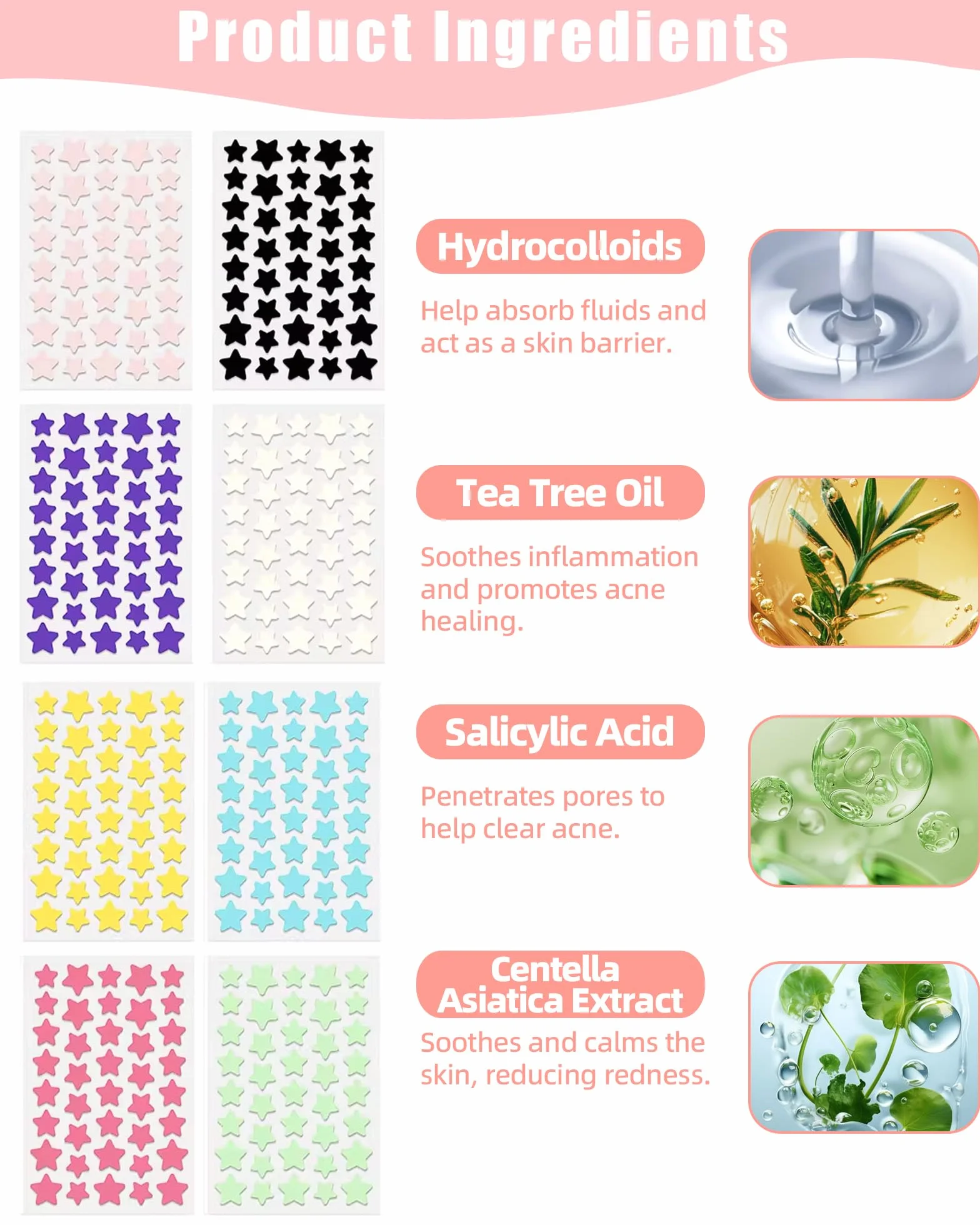 Patch Boutons Hydrocolloïde 320 PCS, Pimple Patch, Patches Acné Étoile, Imperméable Transpirable