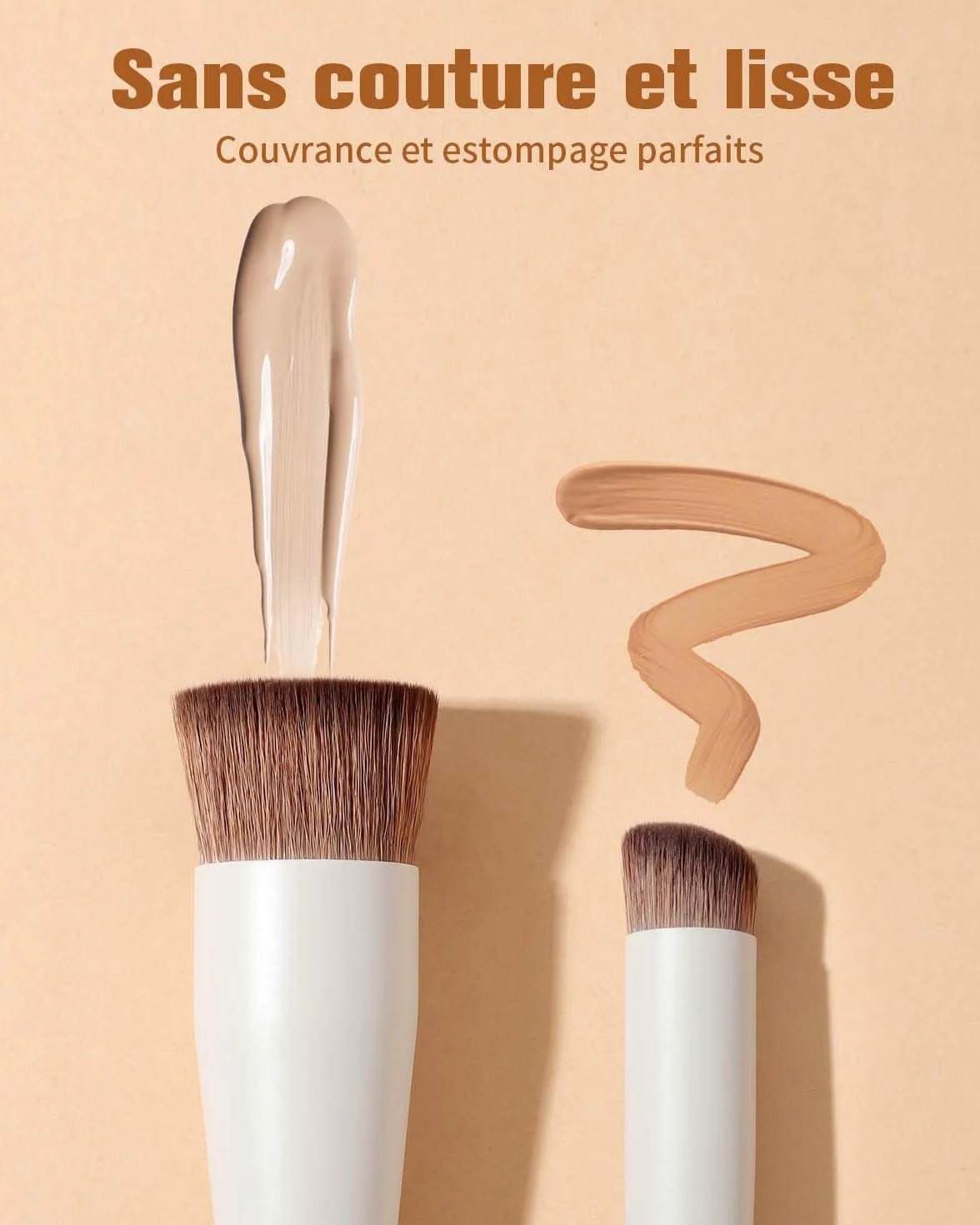 Pinceau de maquillage double extrémité fond de teint et anticernes EIGSHOW D110 Beige