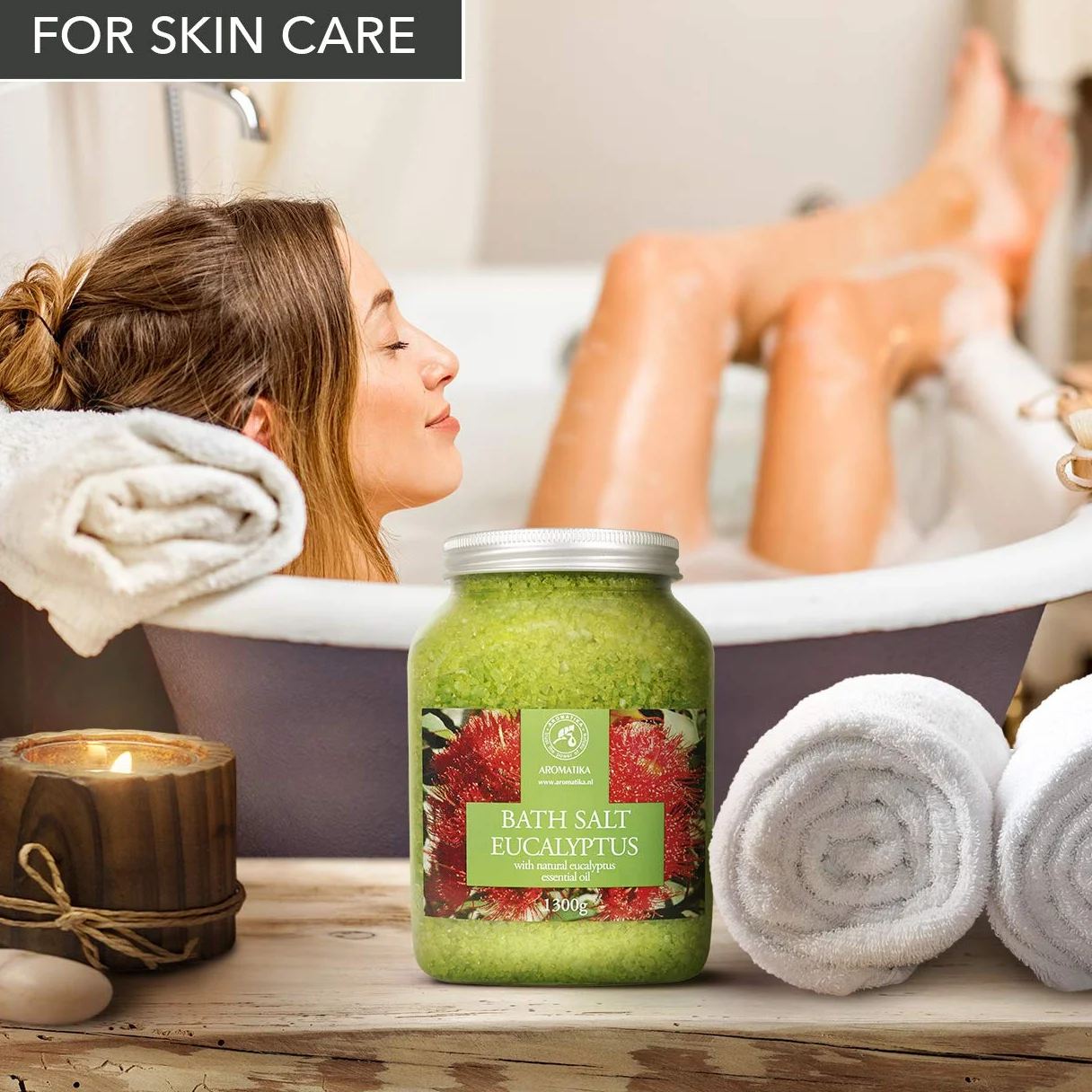 Sel de Mer Eucalyptus 1300g - Sels de Bain à l'Eucalyptus - Détente - Soins du Corps