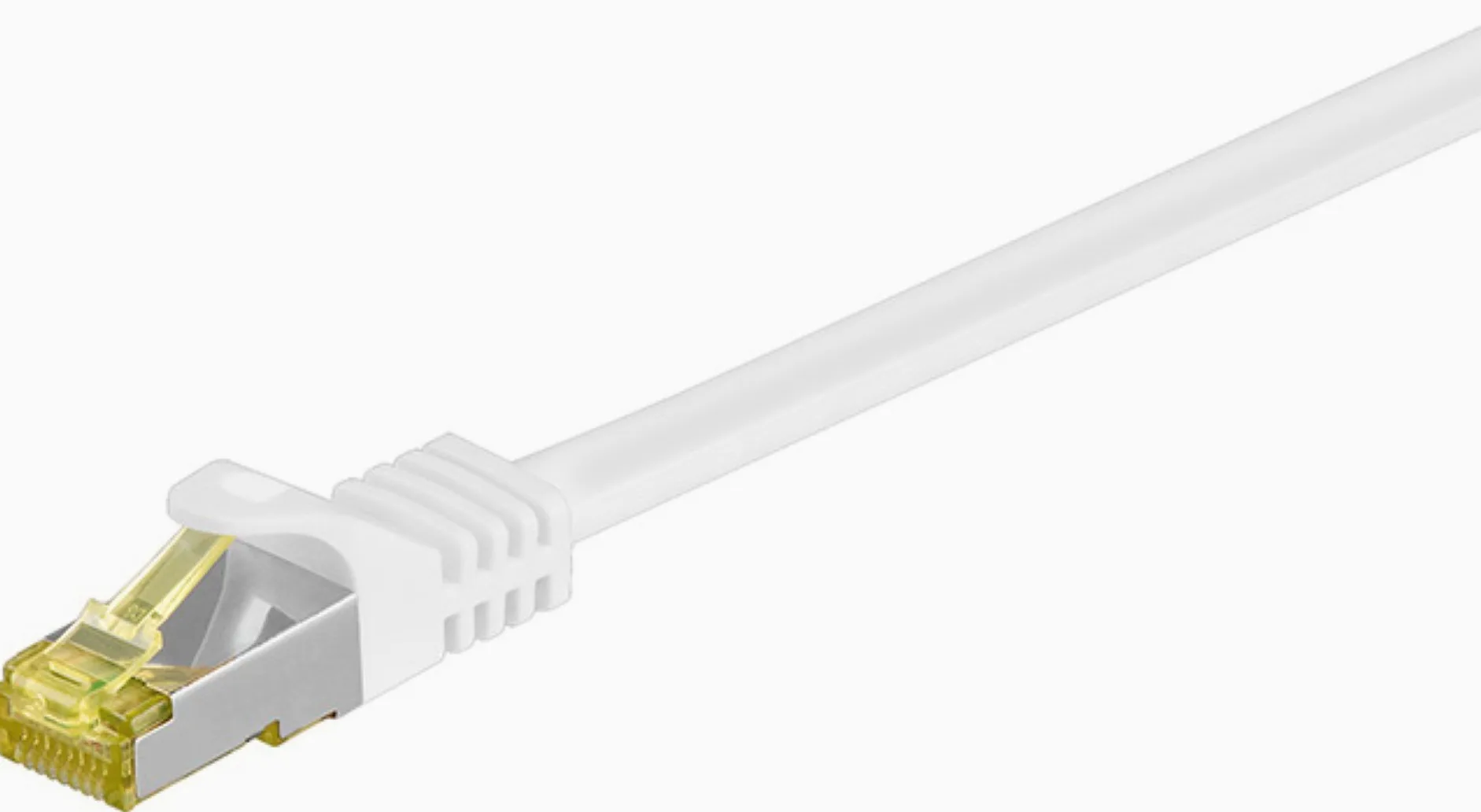 Goobay 91101 RJ45 Câble de Liaison, S/FTP (PiMF), avec CAT 7 Câble en Vrac, Blanc, 30m Longueur