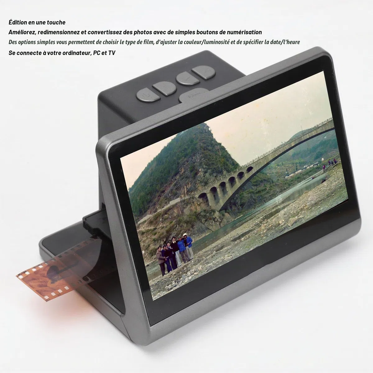 Scanner de Film et de Diapositives 48 MP avec écran LED de 7 Pouces, Scanner de Film Numérique Tout-en-un Prenant en Charge 16 Go de Mémoire, Convertit les Diapositives