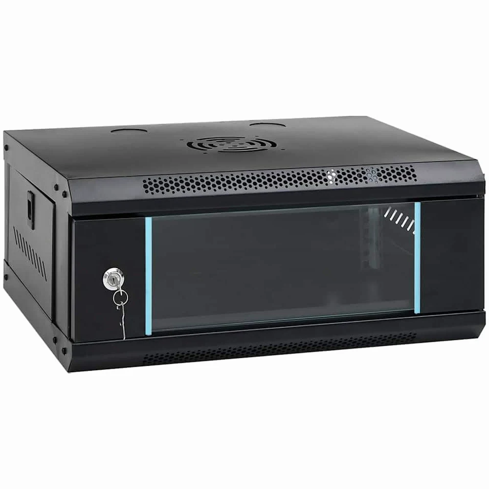 4U Armoire réseau murale 19" IP20 Noir 53 x 40 x 21 cm pour serveur NAS Boîtier de disque dur Stockage Cloud Sauvegarde réseau domestique Bureau à domicile