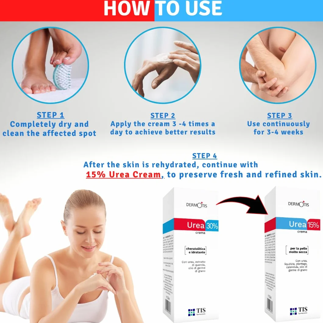 Crème D'Urée 30% - Élimine Cicatrices, Eczéma, Kératose, Psoriasis, Peaux Sèches, Acide Lactique AHA