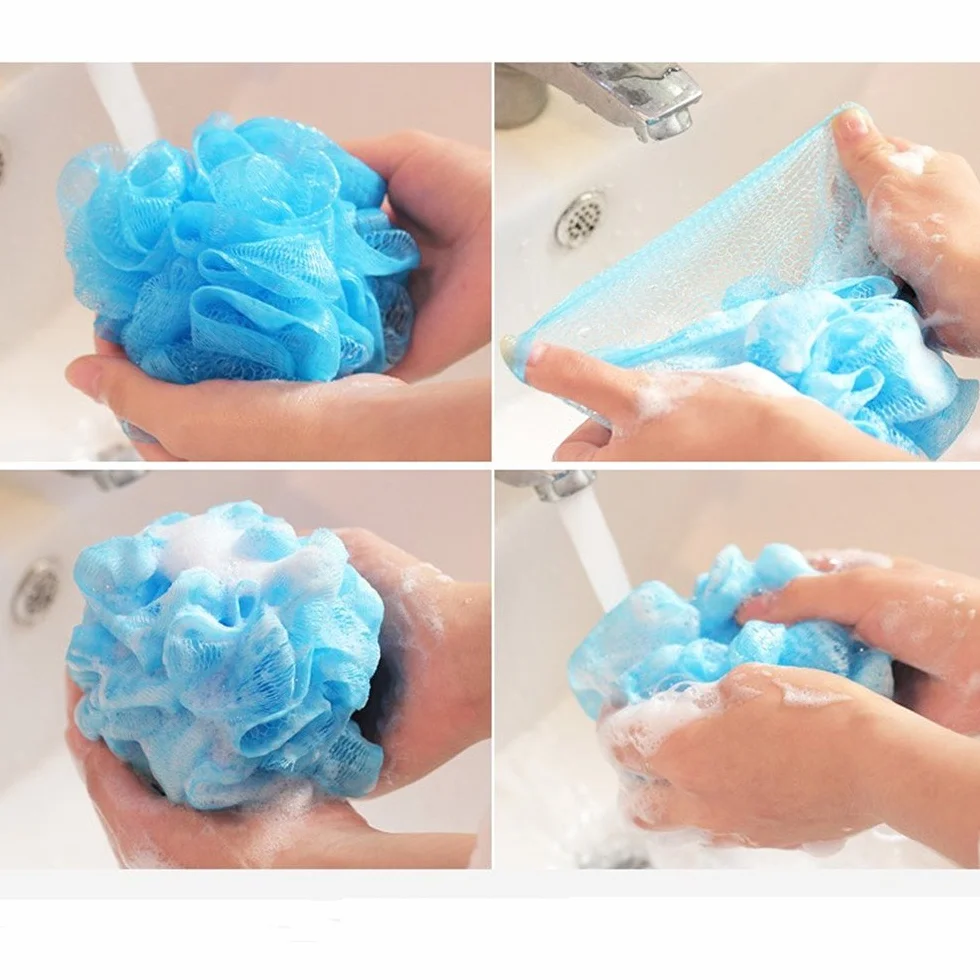 TRIXES Lot de 5 Fleurs de Douche Exfoliantes Couleurs Variées Savonnage Facile Eponge Douche Durable Maille Moussante Lavable
