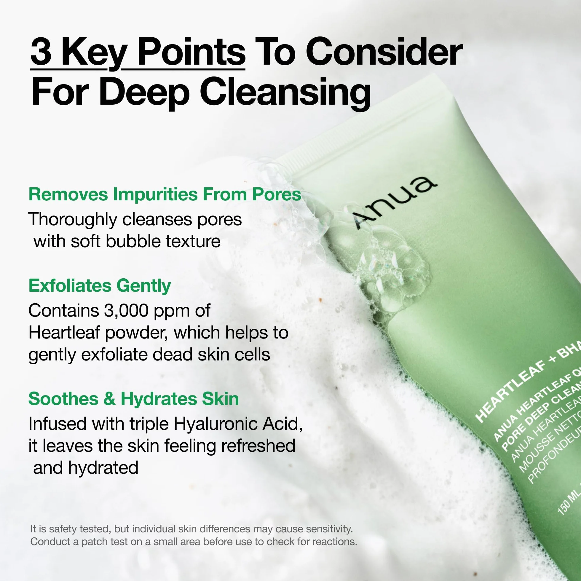 ANUA Heartleaf Nettoyant Visage Moussant Mousse Nettoyante Acide Salicylique BHA 150ml