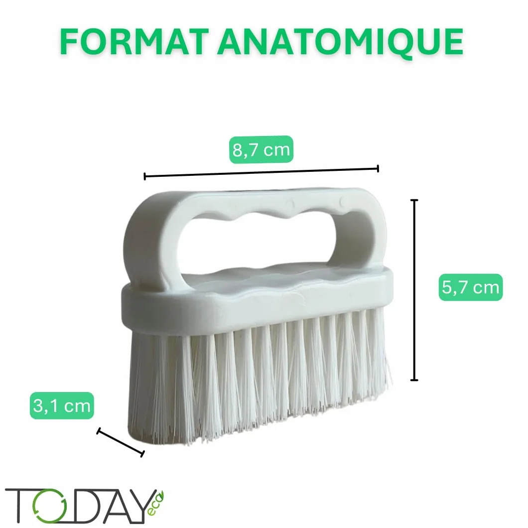 Brosse à Ongles Professionnelle Made in Italy, Brosse de Nettoyage Mains et Ongles avec Poignée Ergonomique