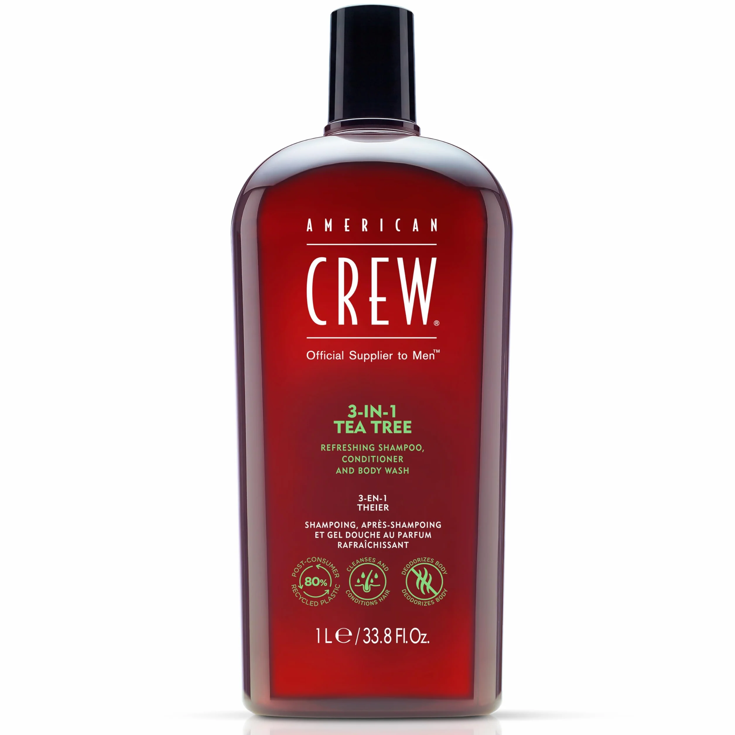 American Crew Shampoing 3 en 1 1000ml - Shampooing, Après-Shampoing & Gel Douche Cheveux et Corps