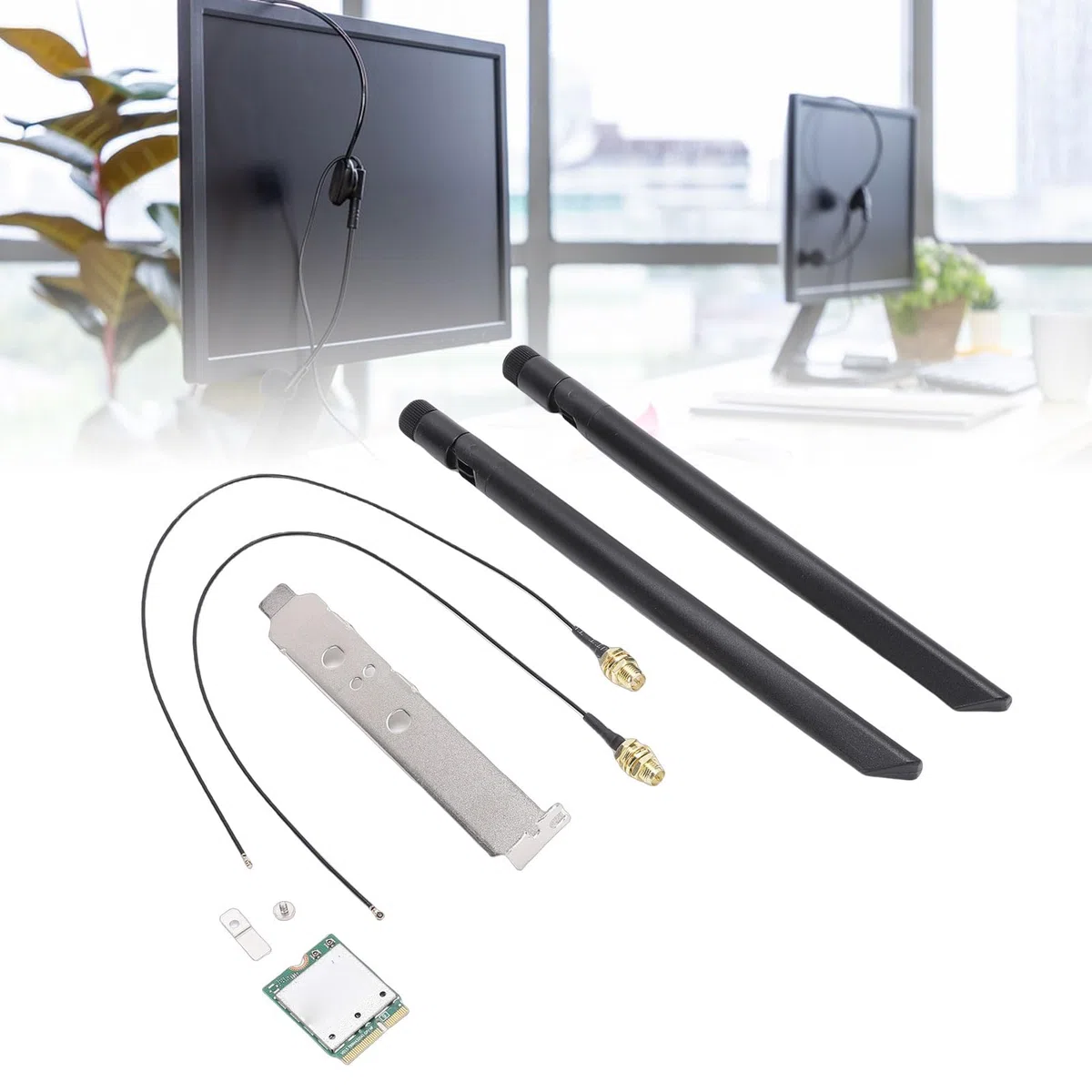 LICAEVEY Carte sans Fil WiFi 7, Réseau Tri-Bande M.2 NGFF avec Technologie MLO et Antennes 2x2, Compatible avec Wins 11, Prise en Charge 2,4/5/6 GHz pour Une Couverture Plus Large