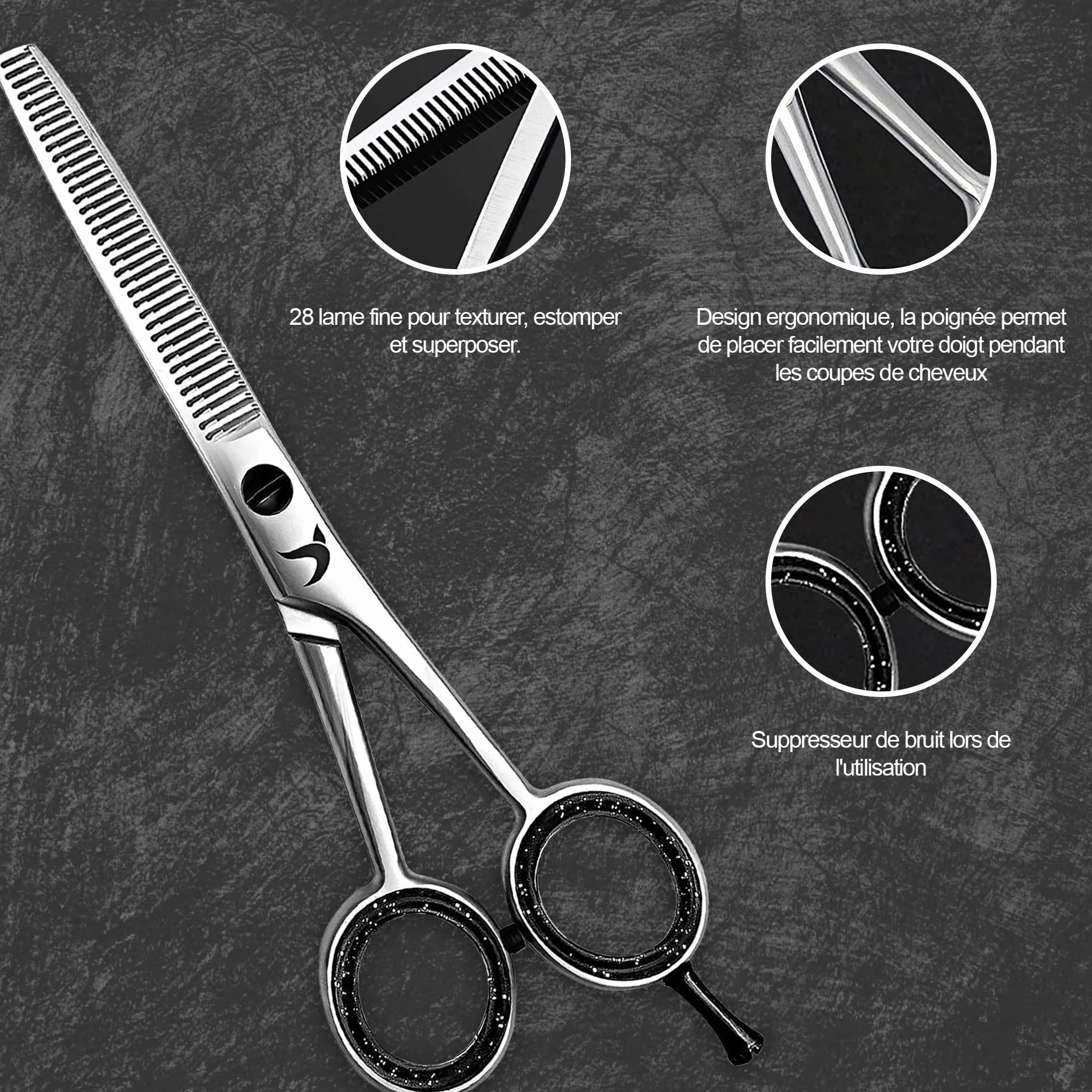 Candure Ciseaux Désépaississant Coiffure 6.5'' Professionnels Acier Inoxydable