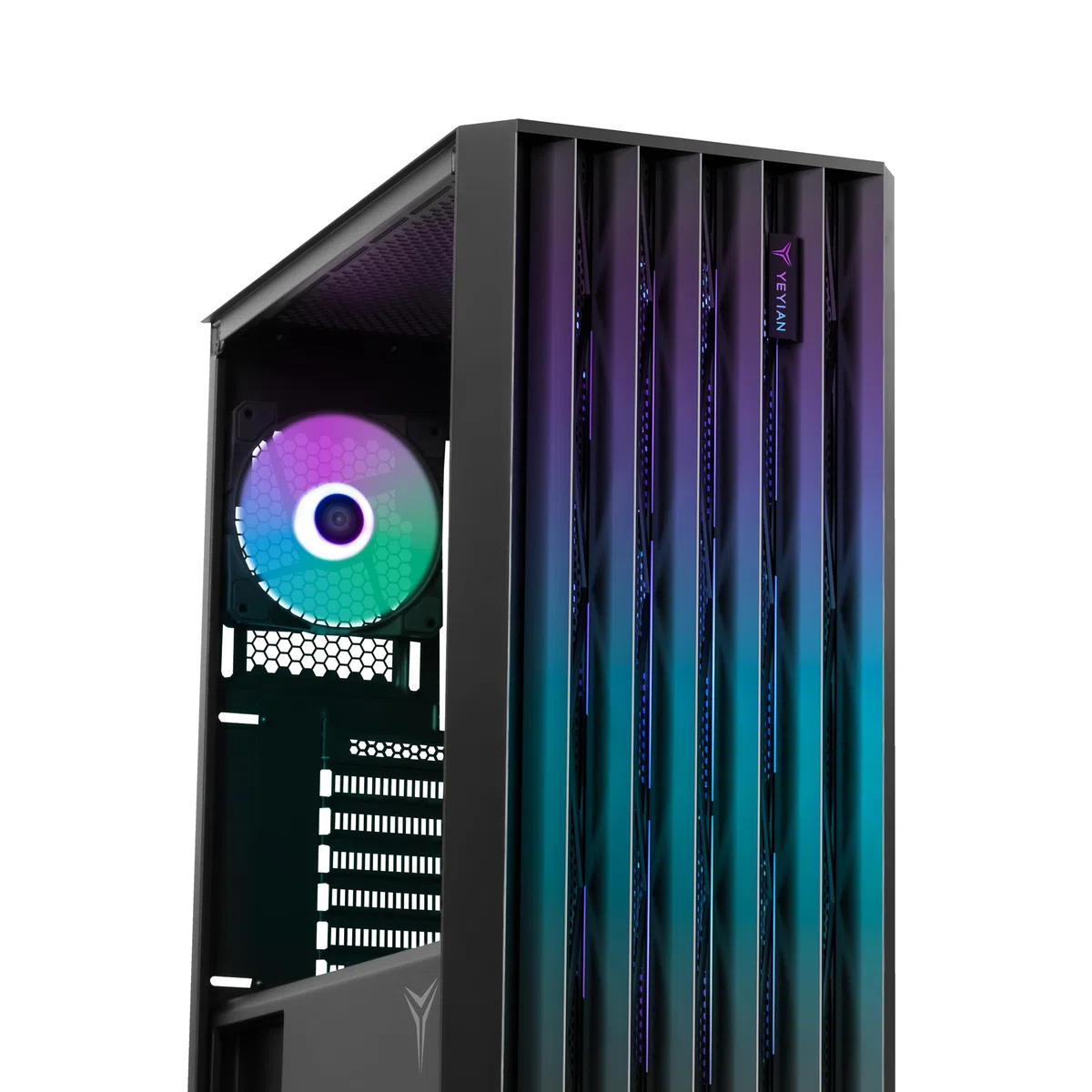YEYIAN Phoenix Gamer Boîtier PC | Tour Médian | ATX, M-ATX, ITX | Panneau Avant Adressable | Panneau Latéral Verre Trempé | 4 Ventilateurs ARGB PWM | 3 Avant 1 Arrière 120mm | CPU 170mm | GPU 400mm