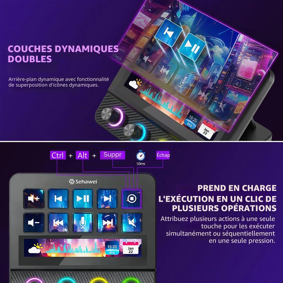 Sehawei Stream Controller Deck pour Mac/PC,Console de mixage