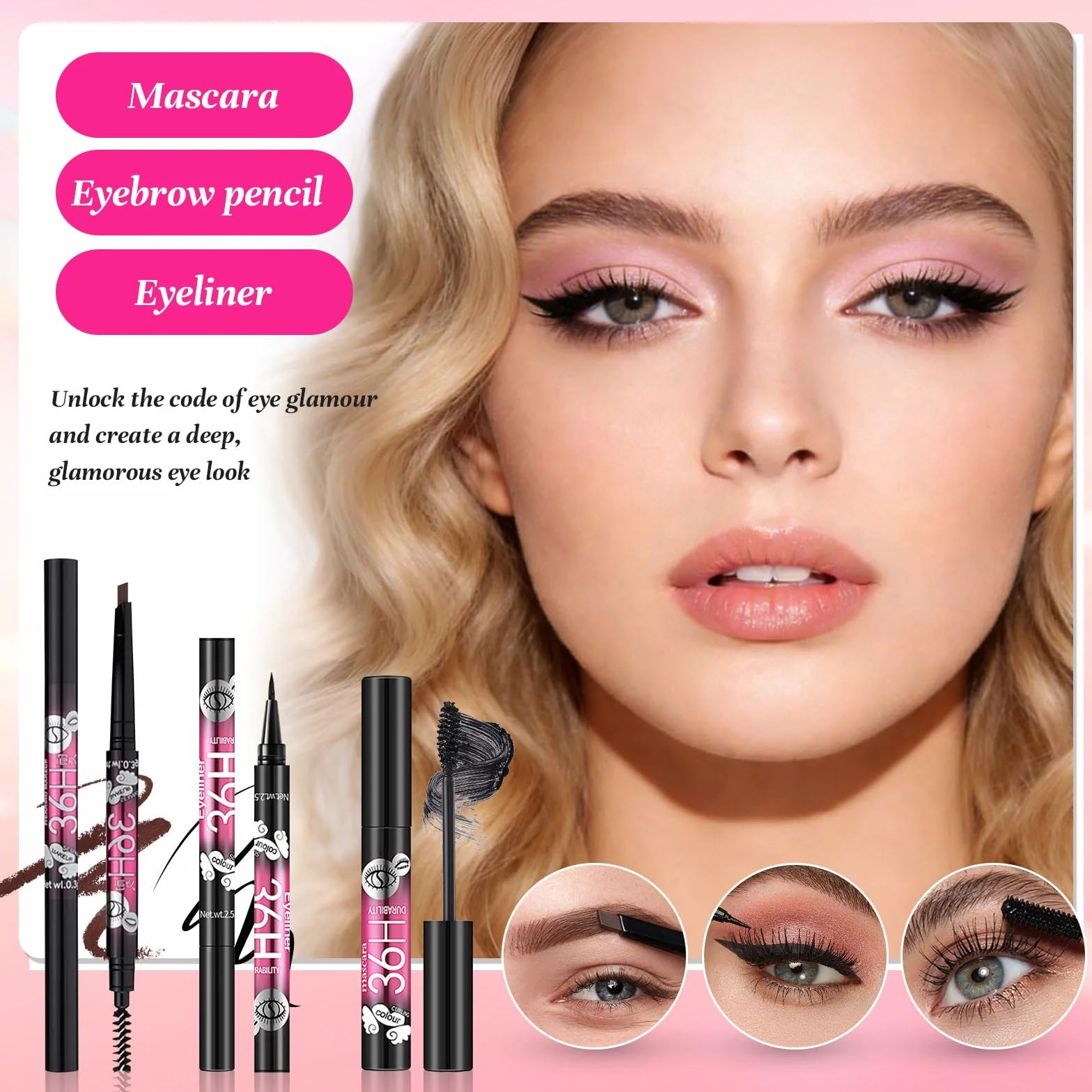 Coffret Maquillage Femme Tout-en-un avec Fond de Teint, Palette Fard à Paupières, Blush, Correcteur, Brillant à Lèvres, Eyeliner, Mascara