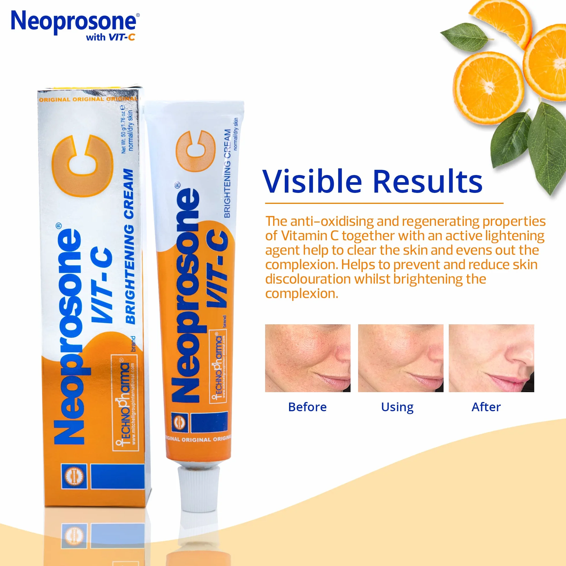 Neoprosone Crème Éclaircissante 50g Anti-Taches Sombres Visage Aisselles Coudes Genoux Cou