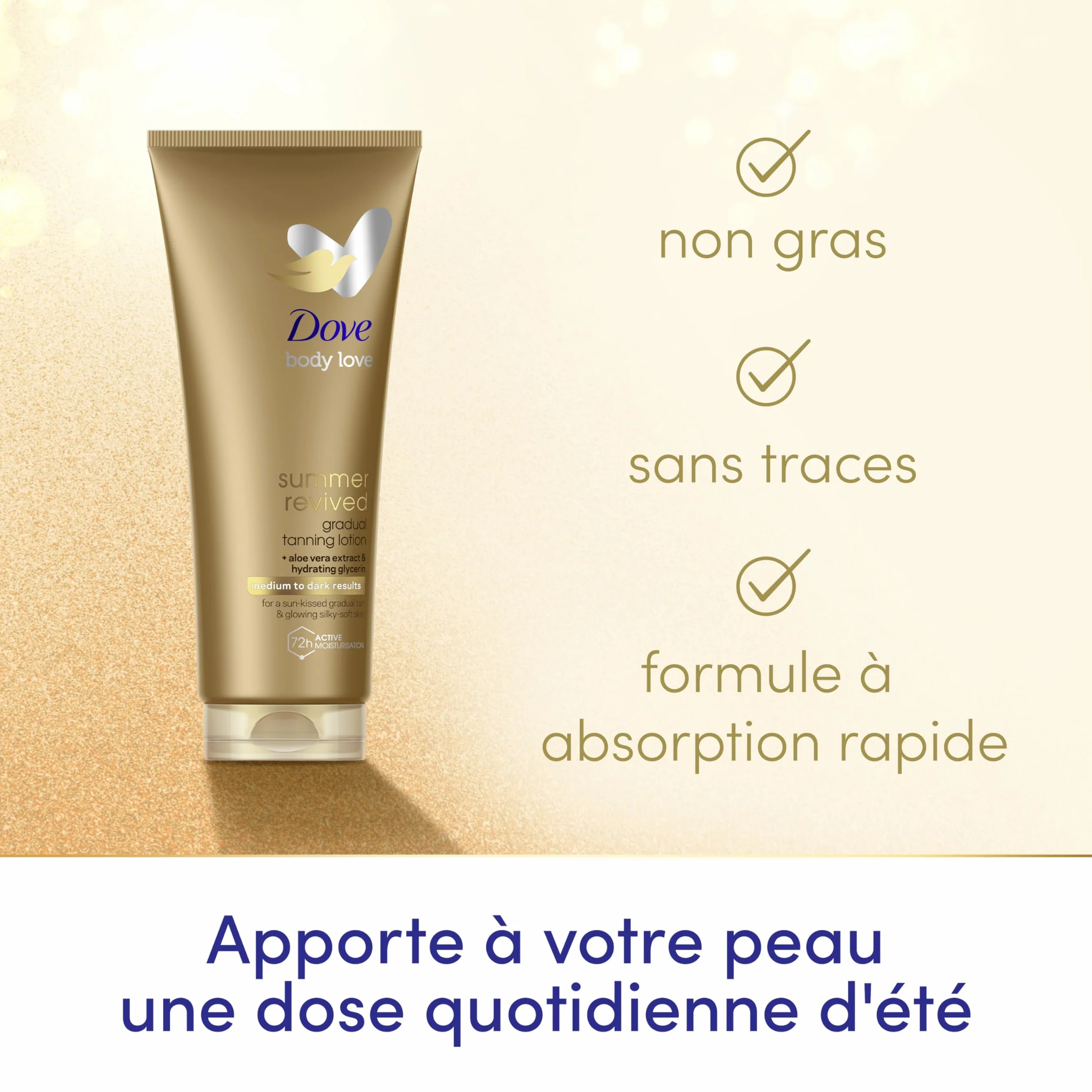 Dove Lotion Corporelle Autobronzante Summer Revived Peaux Claires et Moyennes Bronzage Progressif 72H Hydratation 2x200ml