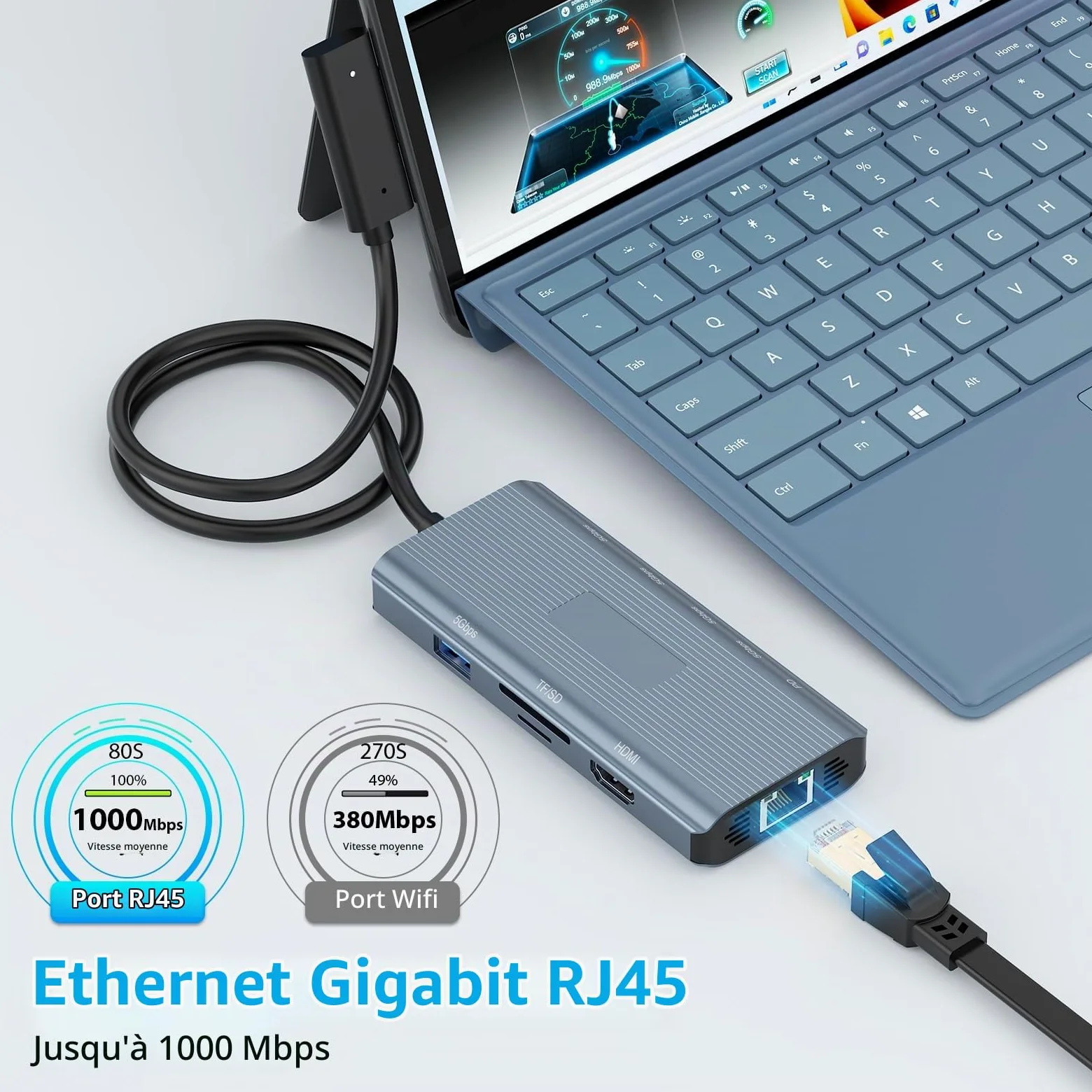Microsoft Surface Dock 2 Station d’Accueil Surface Pro 10-en-1 avec 4K@60Hz HDMI, Ethernet, SD/TF, USB 3.0, USB-C & 100W PD pour Surface Pro 12/11/10/9/8/X/7/6/5, Surface Laptop, Surface Go