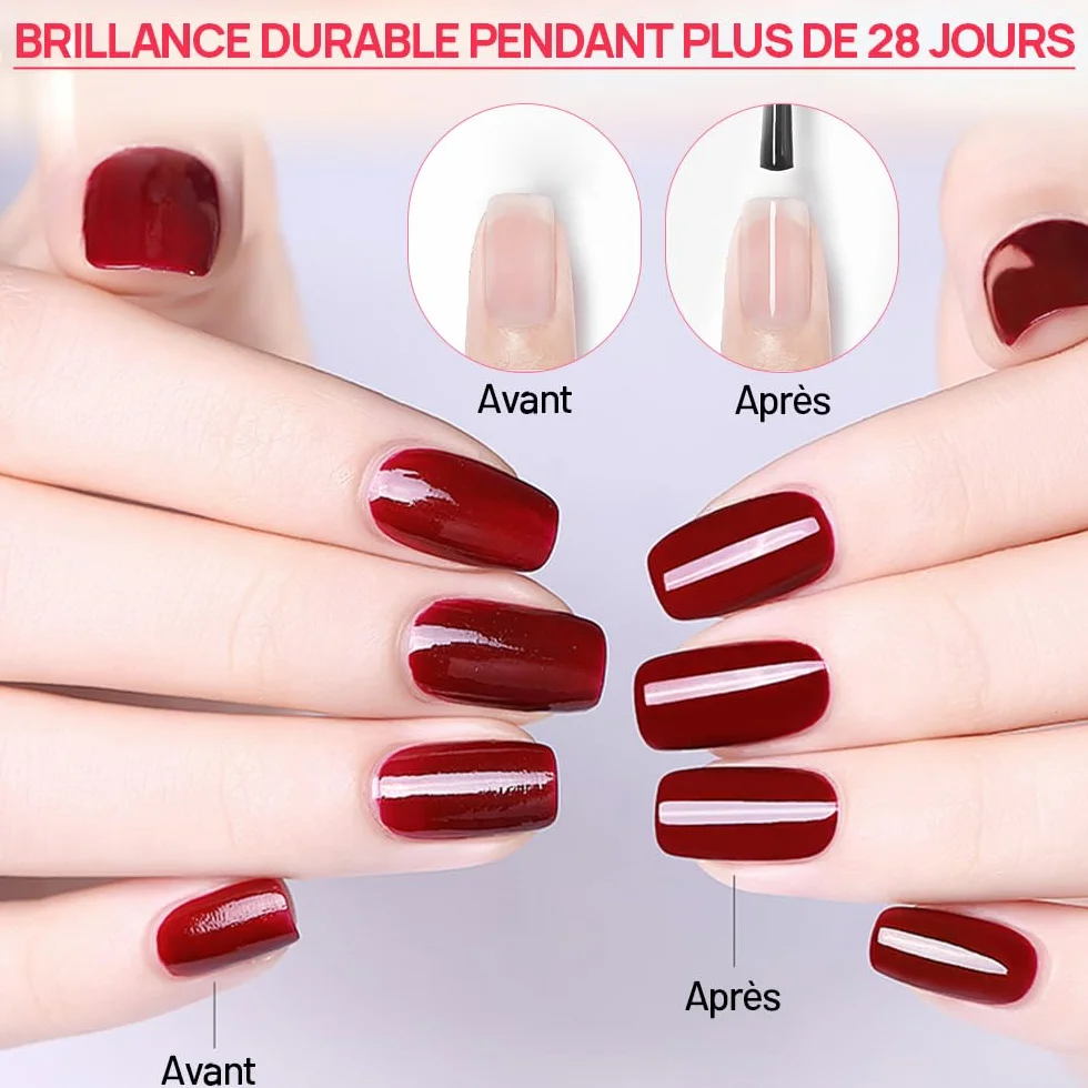 INTOBAS Base et Top Coat Vernis Semi Permanent 2x15ML Kit UV LED Gel Manucure Longue Durée Nail Art