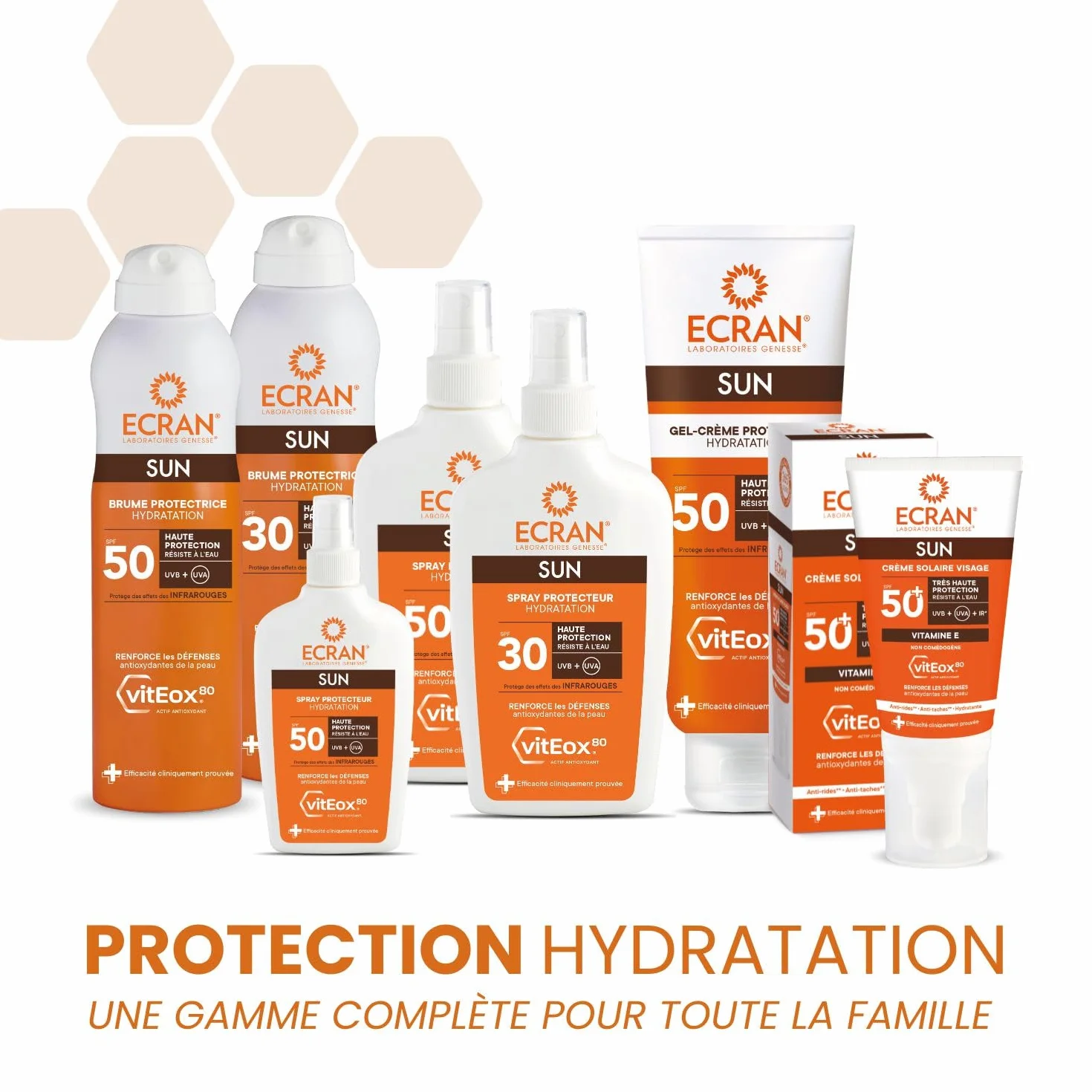 ECRAN Spray Protecteur Hydratant SPF 50 Protection Solaire UVA UVB Vitamine E Format Voyage