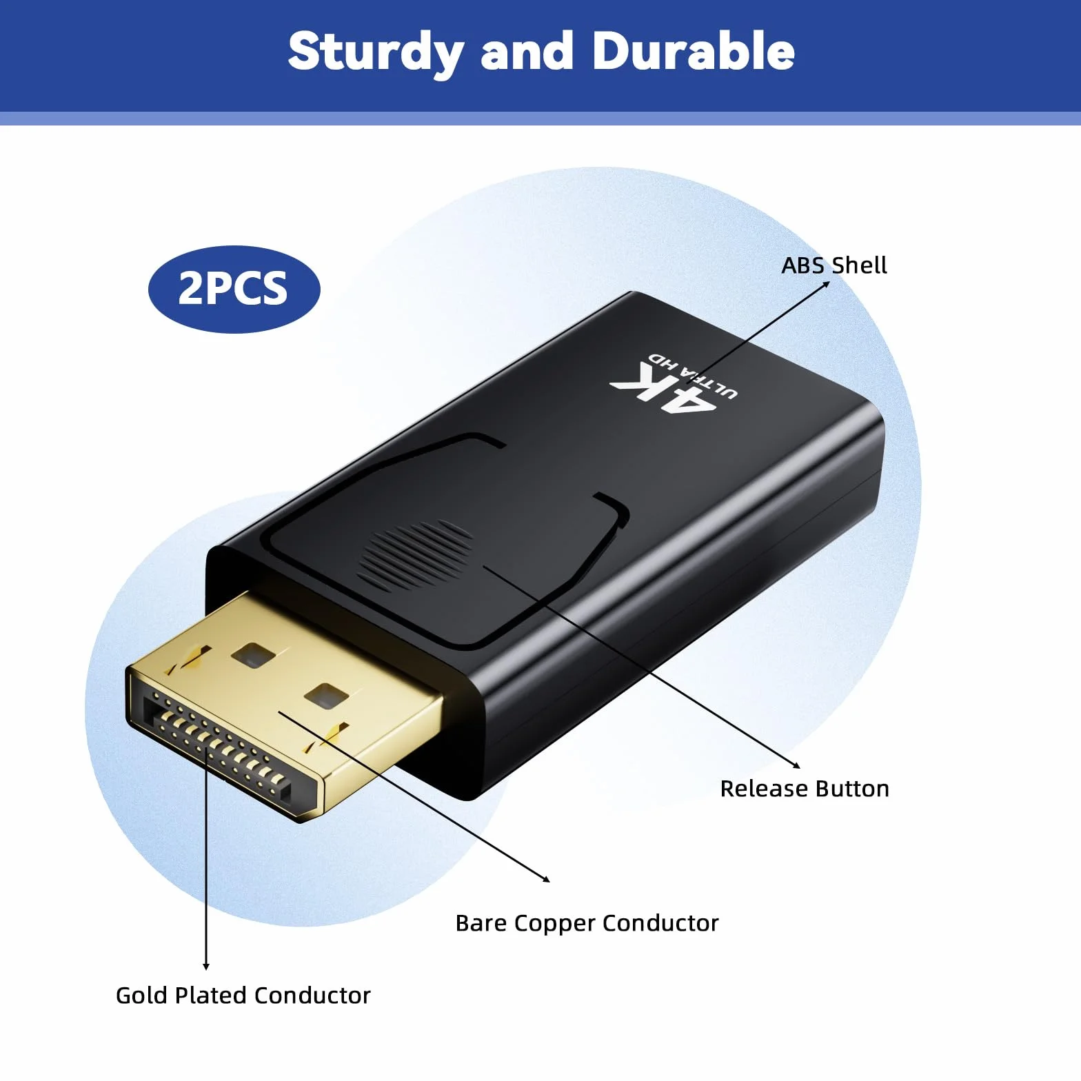 Adaptateur DisplayPort vers HDMI 2 Pièces, 4K@30Hz, Compatible PC, Projecteur, Moniteur, TV, AMD GPU