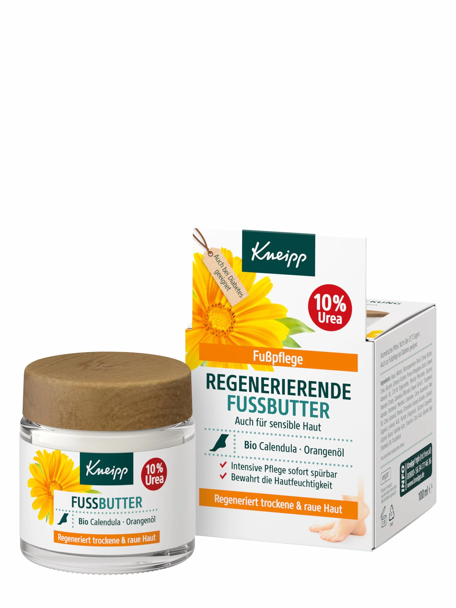 Kneipp Beurre de pied régénérant Calendula bio huile d'orange 100 ml