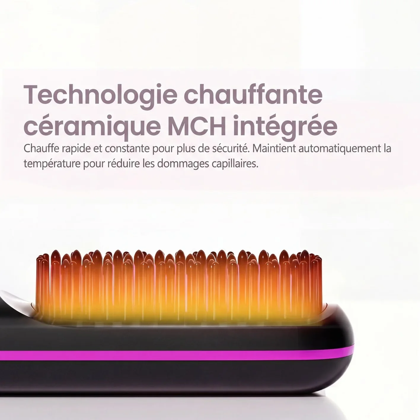Brosse Cocoony pour Cheveux Courts, Volume Coiffe en 2 Minutes, 3 Réglages Température, Chauffage Rapide (Rose)