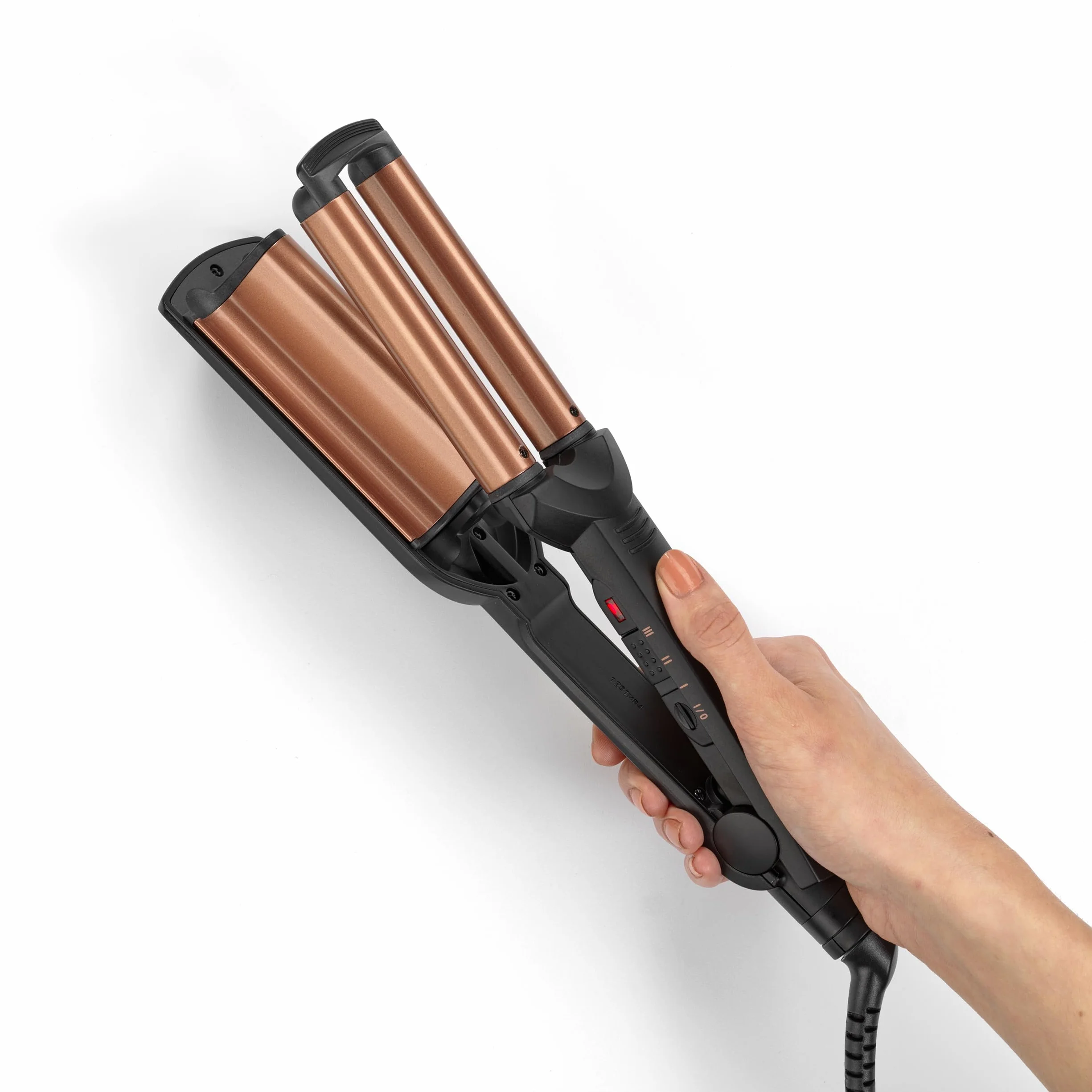 BaByliss Deep Waves W2447E Cylindre céramique 3 températures 160-200°C Ondulations sans frisottis Noir Doré
