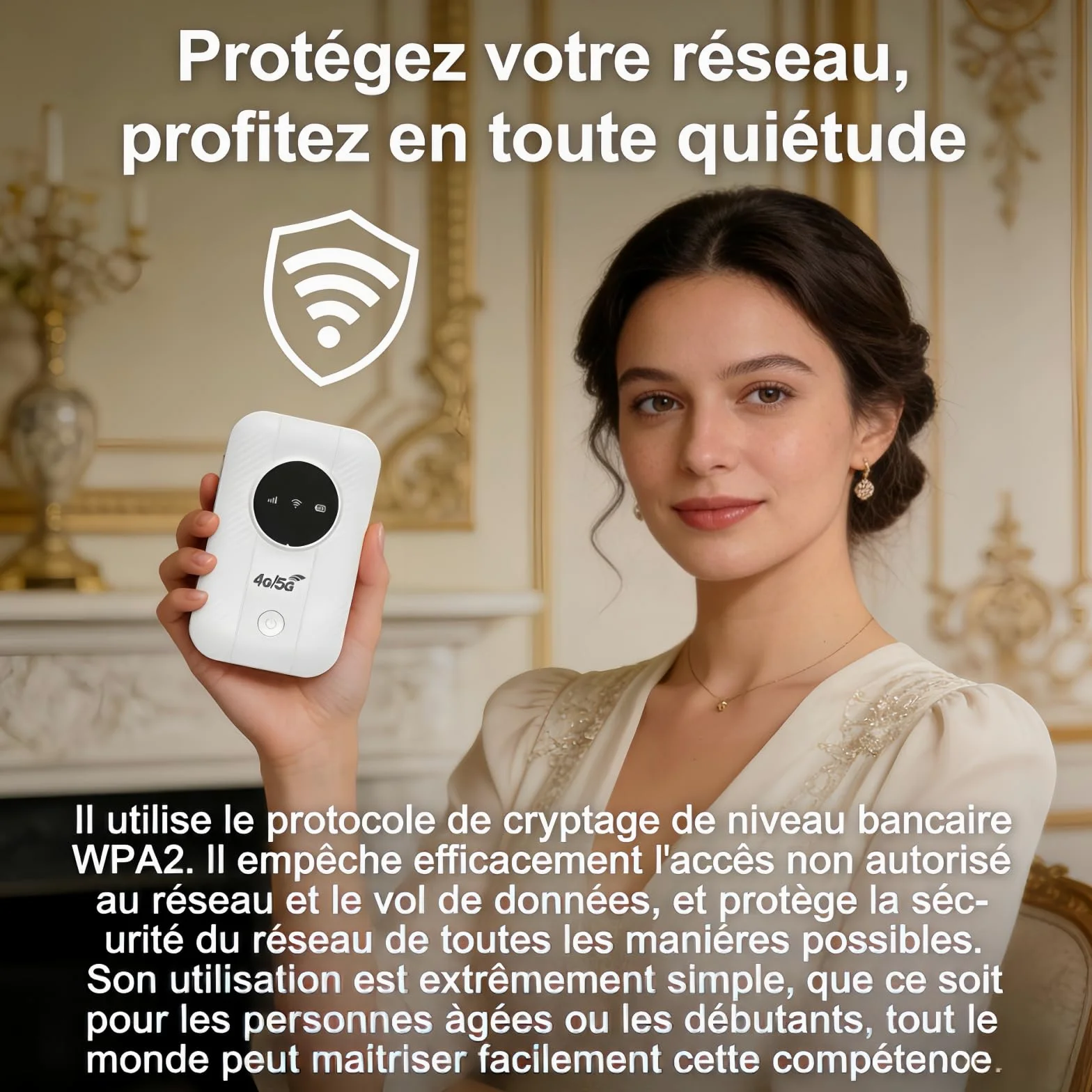 Routeur WiFi Mobile 5G Portable, Hotspot WiFi de Poche avec Écran LED et USB Type-C, Modem Haut Débit Compatible Carte SIM, Routeur Mobile Universel pour Voyage et Télétravail