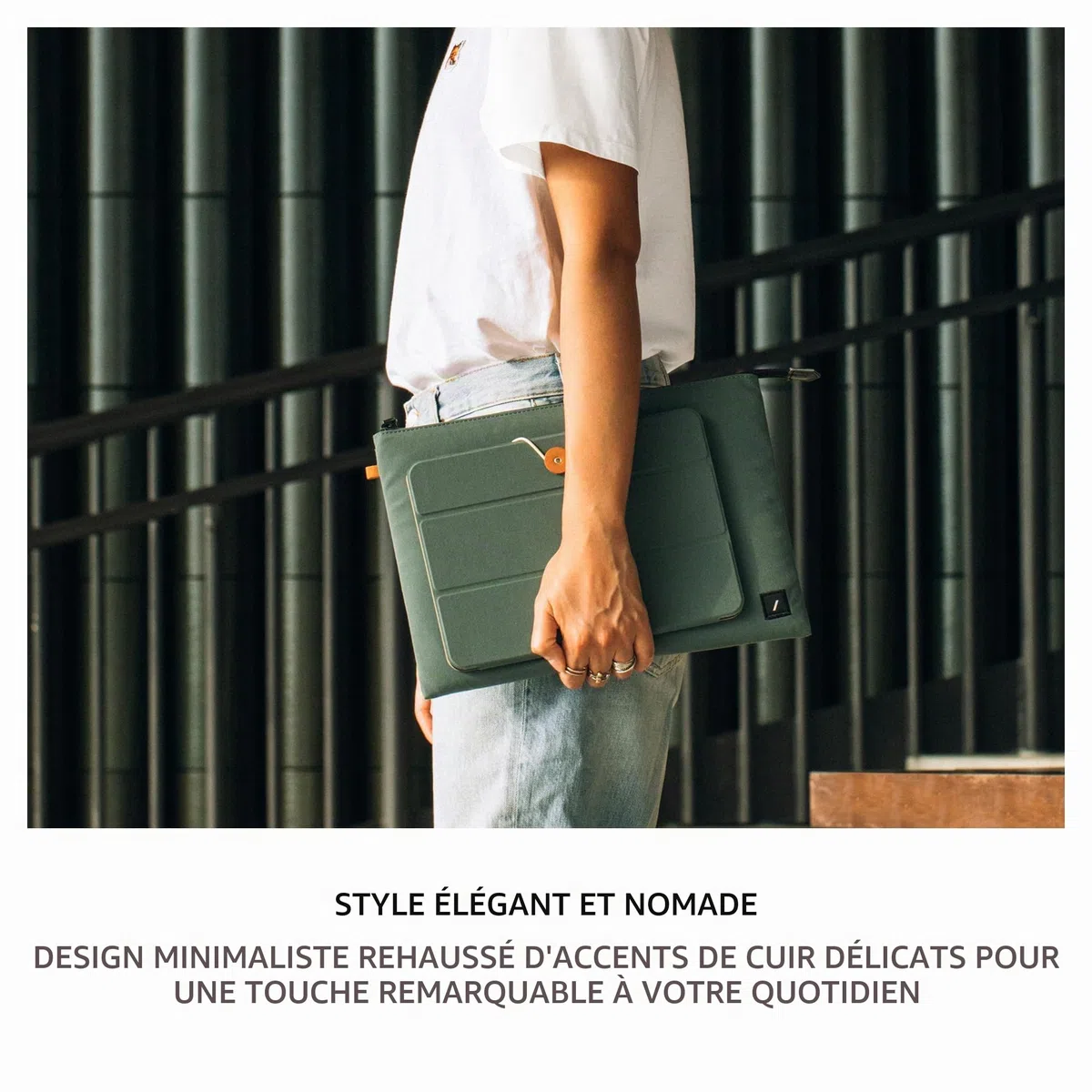 Native Union W.F.A MacBook Sleeve 13" – Étui Minimaliste Fin en matériaux recyclés avec Protection 360 degrés – Compatible avec MacBook Air 13” M4, MacBook Pro 13” (2022) – Vert Ardoise